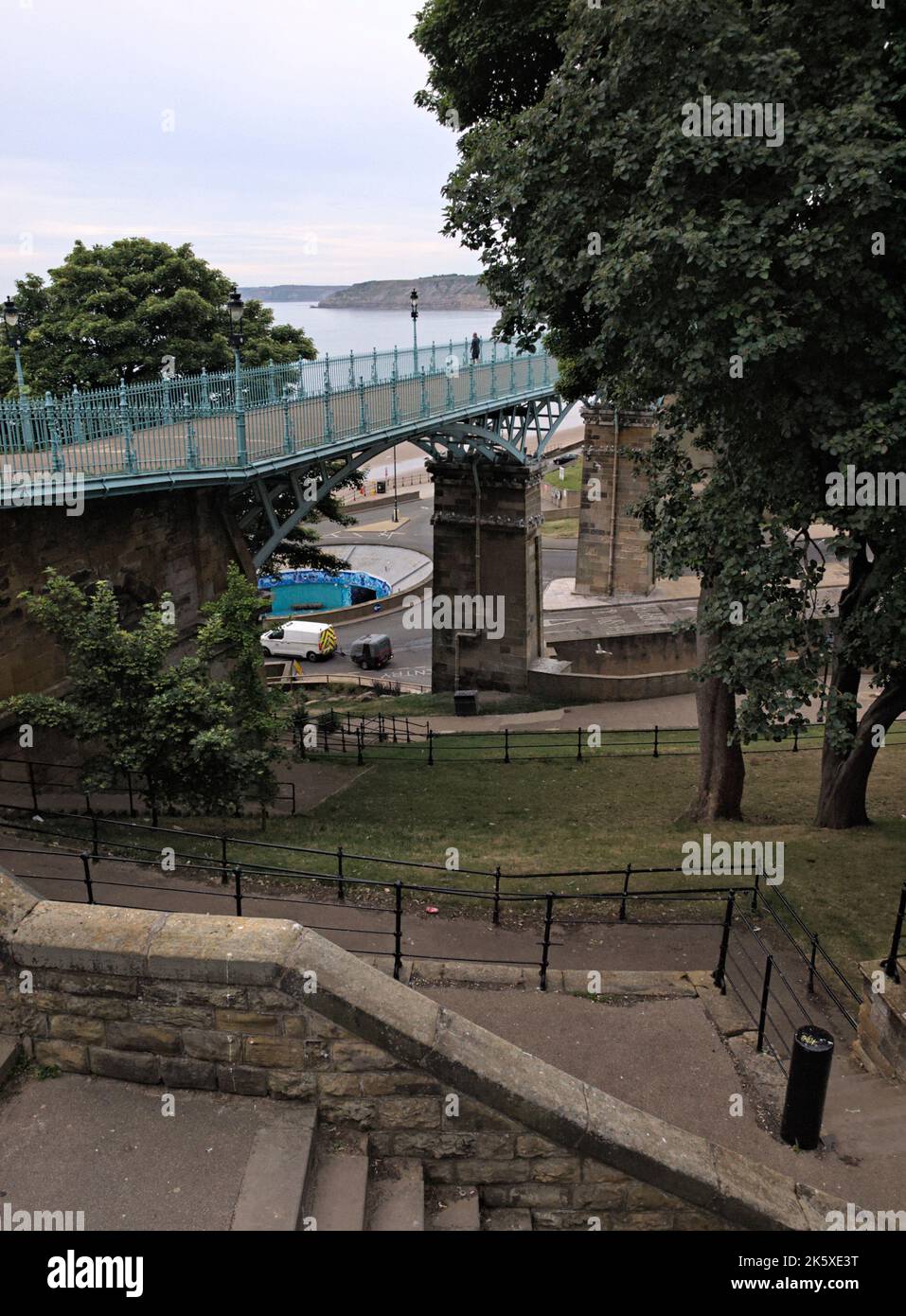 Il Cliff Bridge, precedentemente conosciuto come Spa Bridge, Scarborough, North Yorkshire. Foto Stock