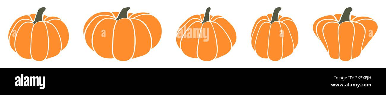 Set di icone di zucca. Kit segno di Halloween. Illustrazione vettoriale Illustrazione Vettoriale