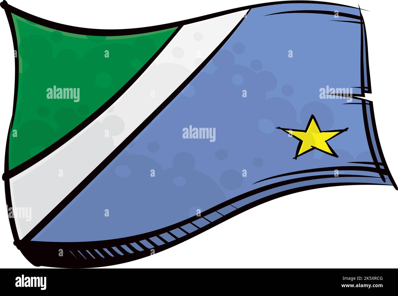 Dipinto la bandiera del Mato Grosso do sul che ondola nel vento Illustrazione Vettoriale