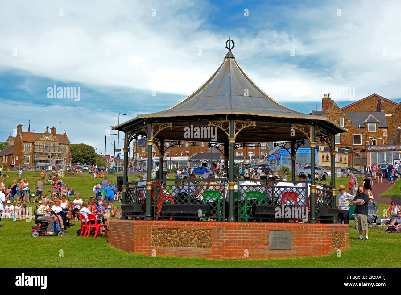 Hunstanton Band Stand, e Green, Norfolk, Inghilterra, Regno Unito Foto Stock