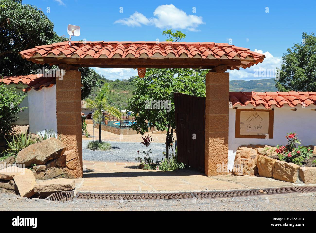 La Loma Hotel nella graziosa cittadina colombiana di Barichara Foto Stock