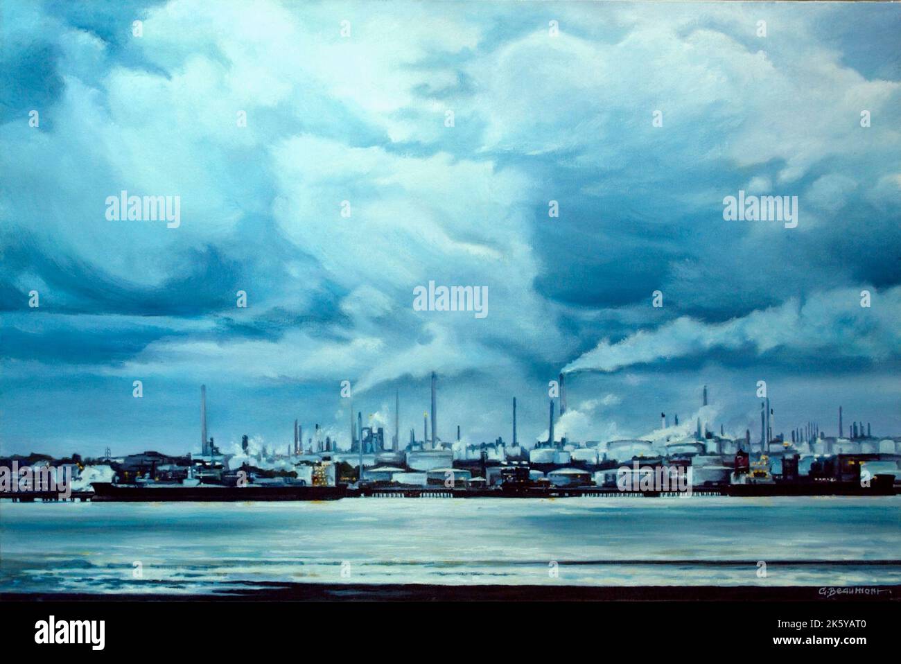 AJAXNETPHOTO. 2004. FAWLEY, SOUTHAMPTON, INGHILTERRA. ARTE DELLA RAFFINERIA - OPERE ORIGINALI DI CAROLINE BEAUMONT DELLA RAFFINERIA DI FAWLEY AD OVEST DI SOUTHAMPTON WATER. FOTO: SERVIZIO DI NOTIZIE E FUNZIONALITÀ AJAX. © COPYRIGHT IN COPIA DIGITALE: AJAXNETPHOTO. SOURCE;RACCOLTA PRIVATA. RIF:D52207 0293 Foto Stock