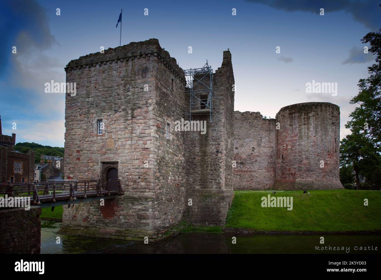 Castello di Rothesay sull'isola di Bute, Scozia. Foto Stock
