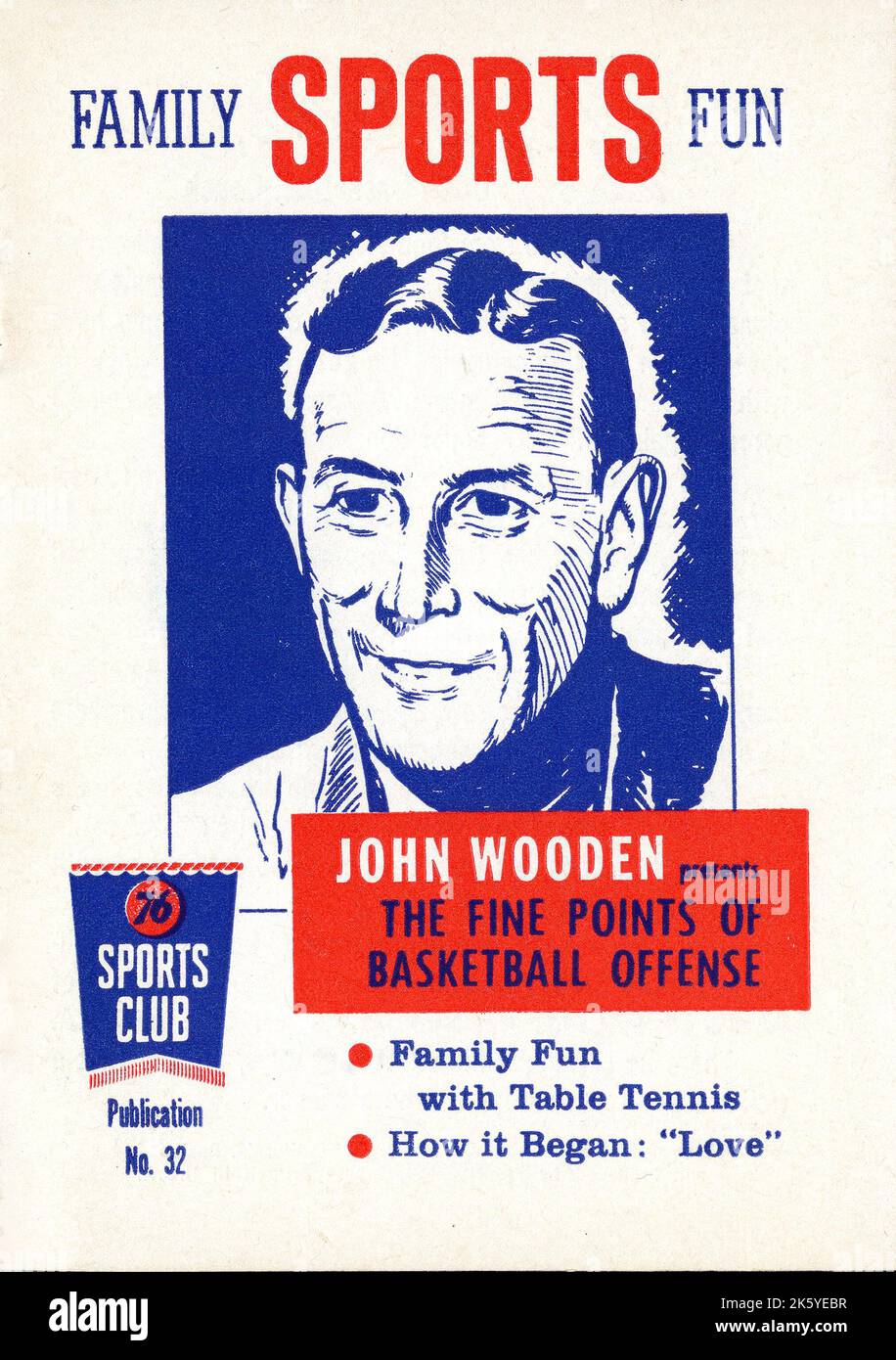 Opuscolo di souvenir sull'iconico allenatore di basket dell'università UCLA Bruins John Wooden distribuito ai clienti in 76 stazioni di benzina intorno al 1960s Foto Stock