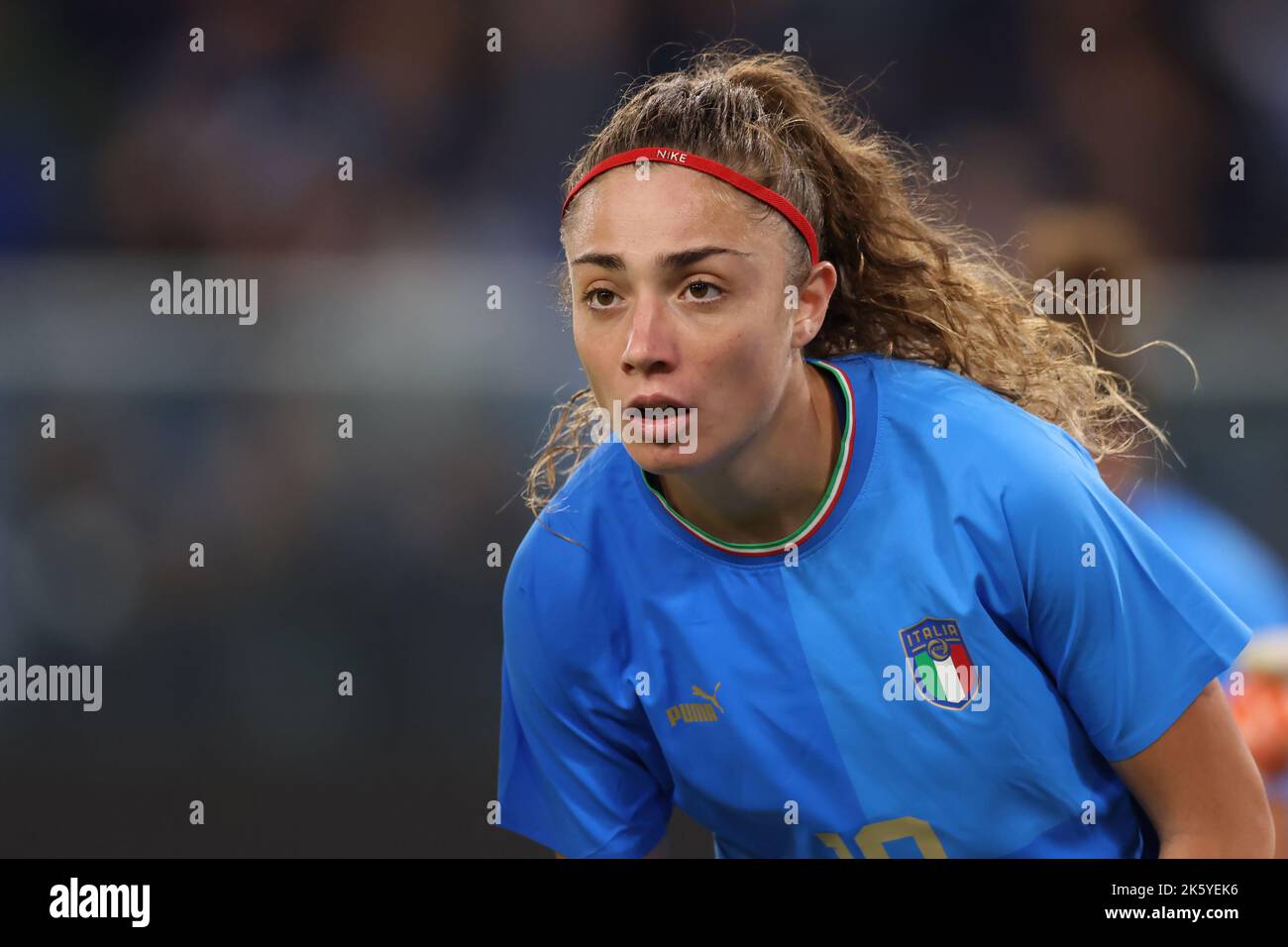 Genova, Italia, 10th ottobre 2022. Benedetta Glionna d'Italia guarda avanti durante la partita internazionale amichevole a Luigi Ferraris, Genova. L'immagine di credito dovrebbe essere: Jonathan Moskrop / Sportimage Foto Stock