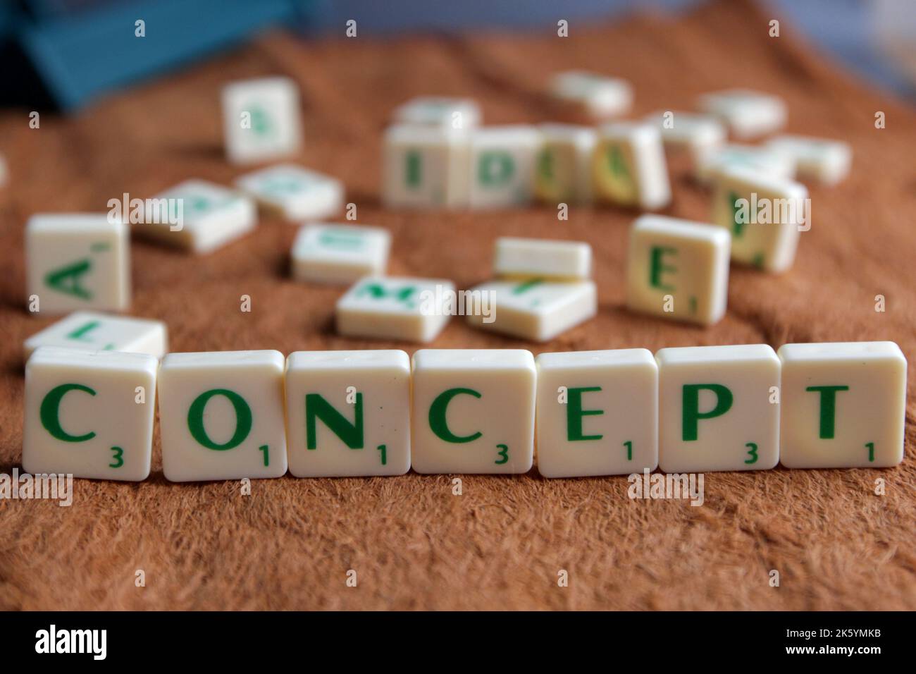 Piastrelle Scrabble leggere il CONCETTO di parole Foto Stock