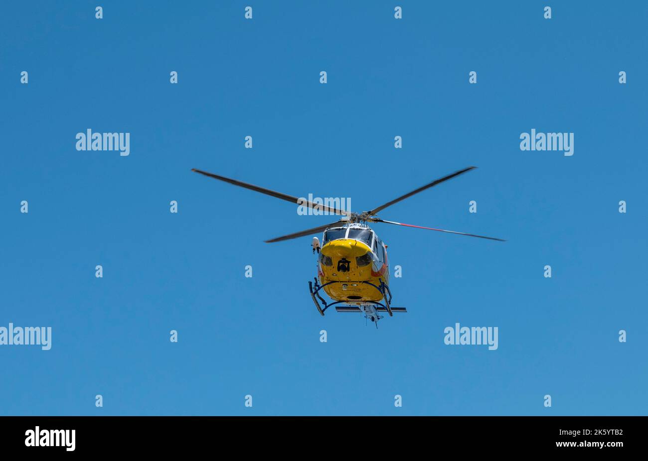 L'elicottero RACQ CQ Rescue decollo dal Mackay base Hospital Foto Stock