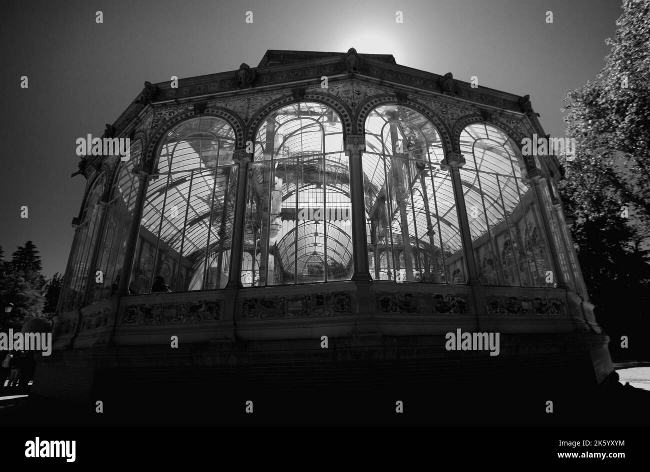 Palazzo di cristallo del parco retiro a Madrid Foto Stock