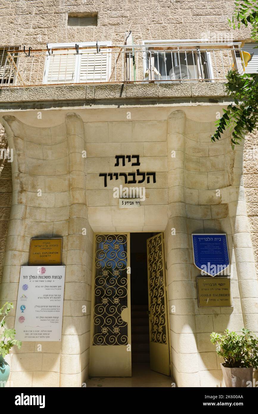 Helbreich edificio sulla strada di Re Giorgio V a Gerusalemme, Israele. Foto Stock