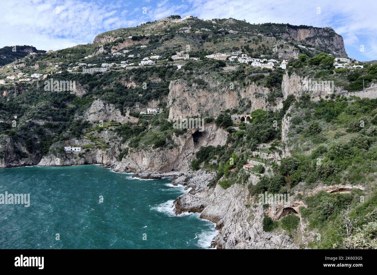 Conca dei Marini - Scorcio del borgo dalla Torre Capo di Conca Foto Stock