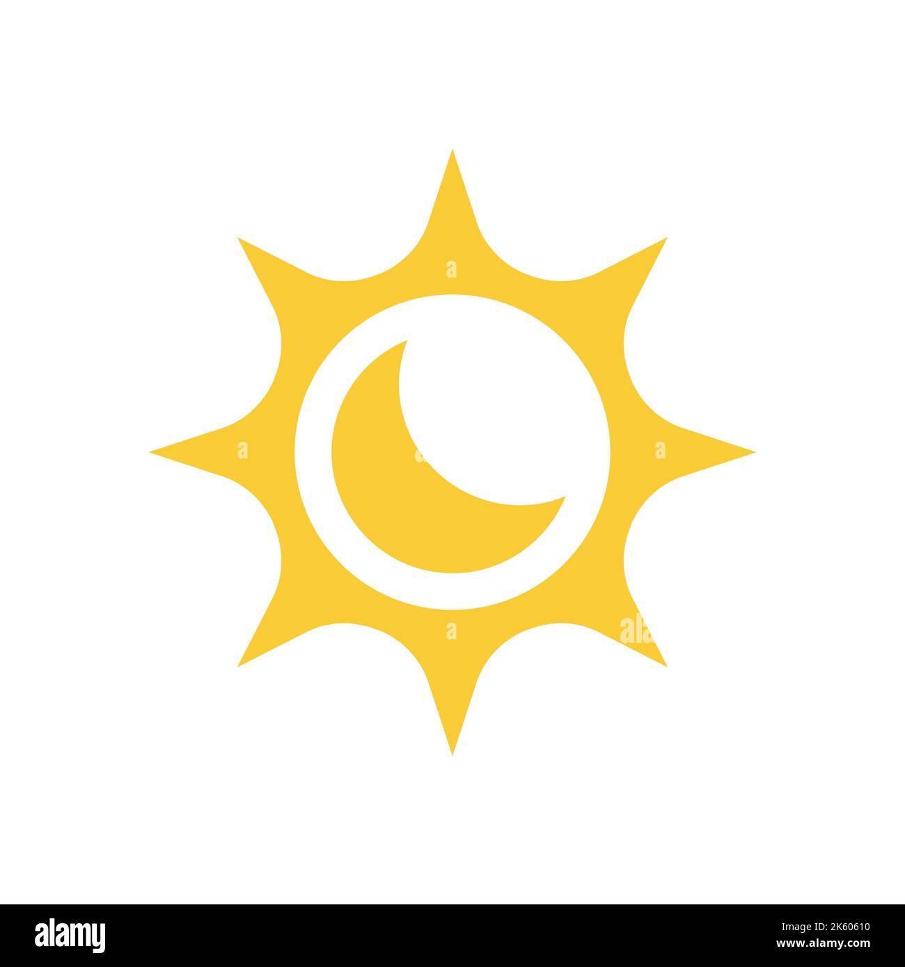Icona del vettore sole e luna. Simbolo glyph riempito di notte e di giorno. Illustrazione Vettoriale