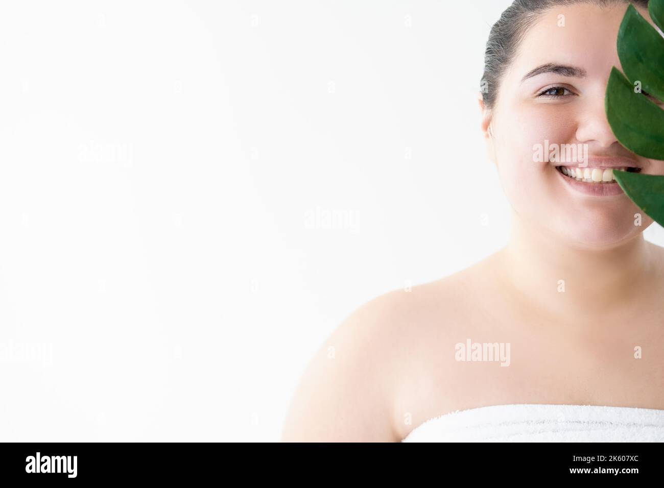 bellezza felice più dimensione donna naturale biologico Foto Stock