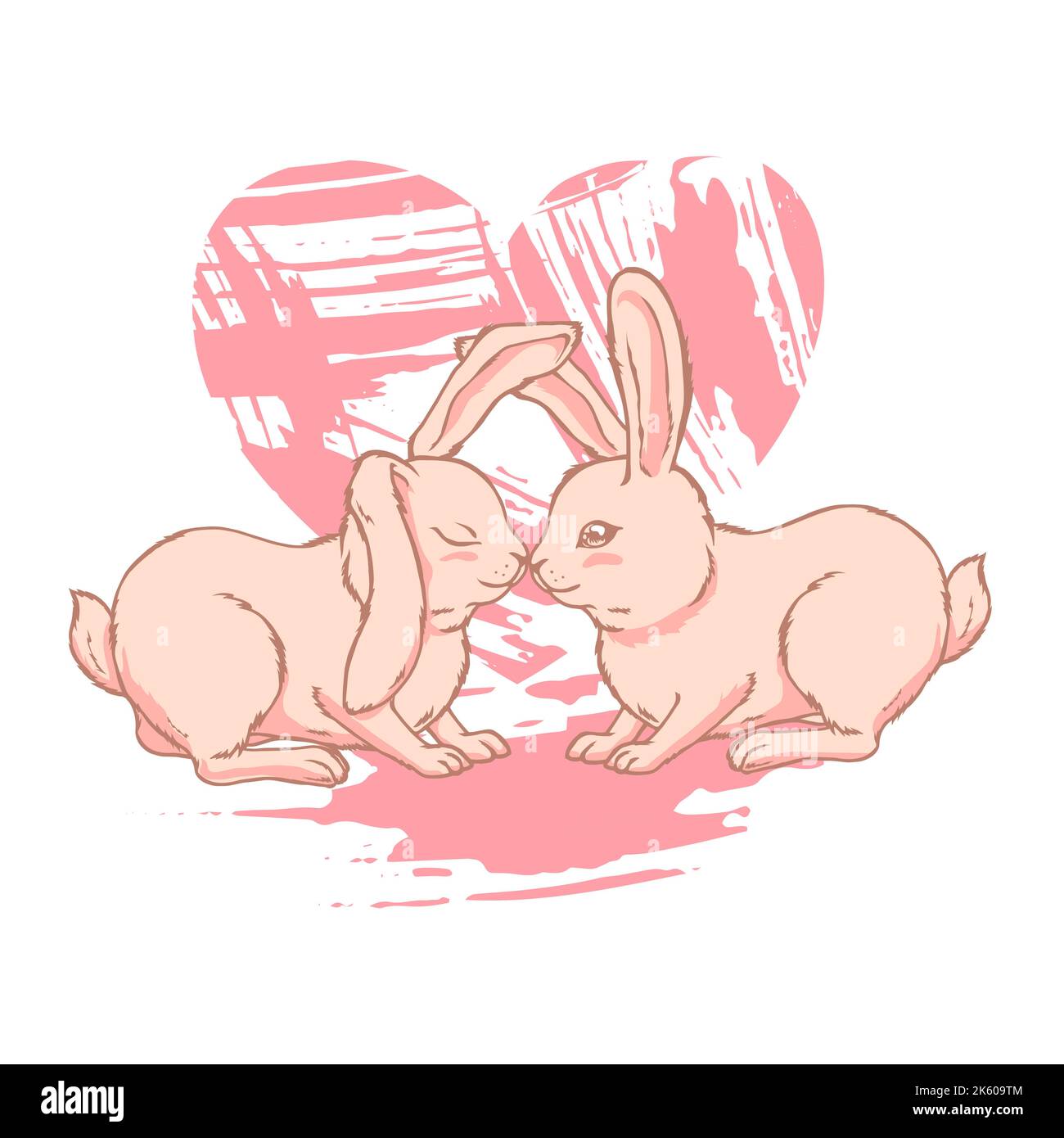 Due conigli carini sono seduti. Illustrazione Vettoriale