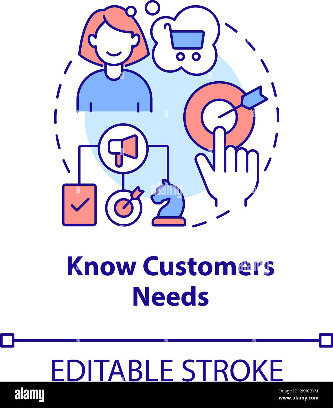 Icona concetto di conoscenza delle esigenze dei clienti Illustrazione Vettoriale