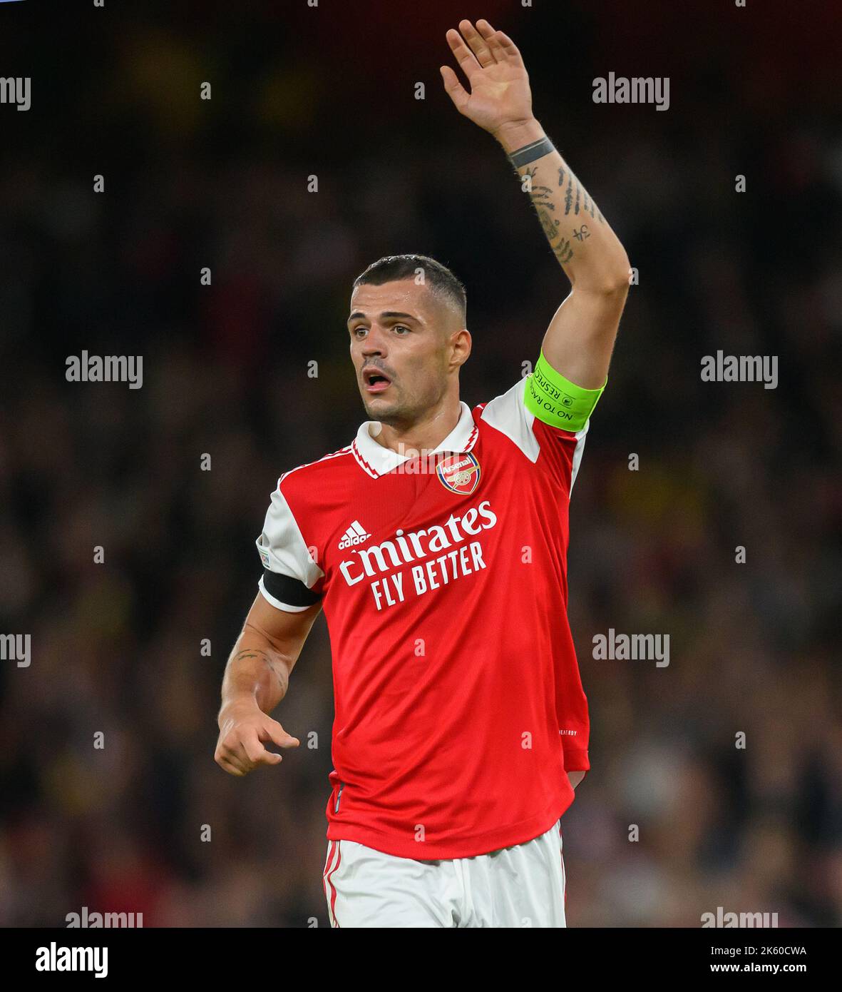 06 Ott 2022 - Arsenal / FK Bodo/Glimt - UEFA Europa League - Gruppo A - Emirates Stadium Granit Xhaka dell'Arsenal durante la UEFA Europa League Group Una partita all'Emirates Stadium, Londra. Foto : Mark Pain / Alamy Live News Foto Stock