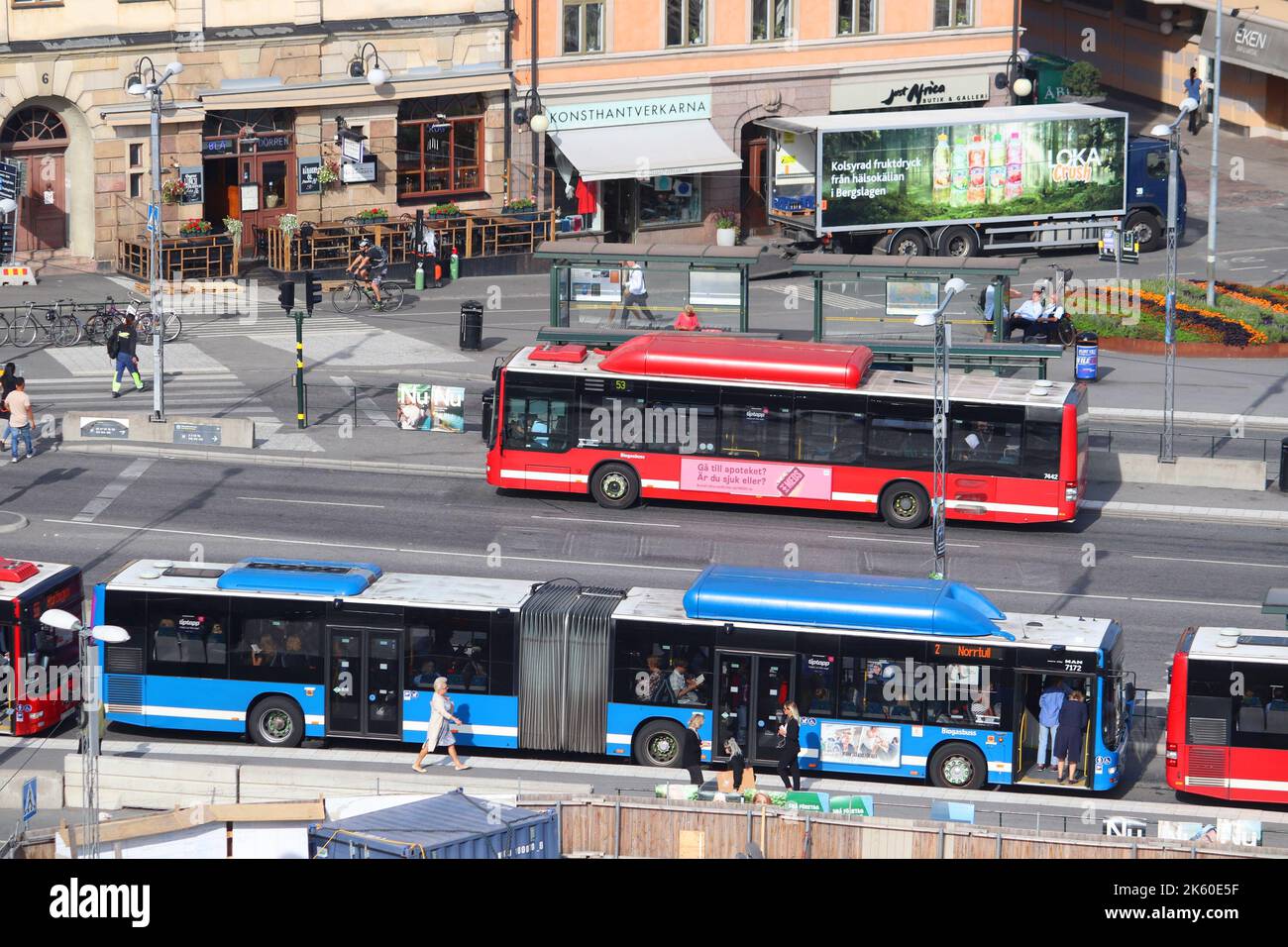 Stoccolma, Svezia - Agosto 23, 2018: autobus della città di Stoccolma, Svezia. Gli autobus sono gestiti da SL, Storstockholms Lokaltrafik (Stoccolma Loca Foto Stock
