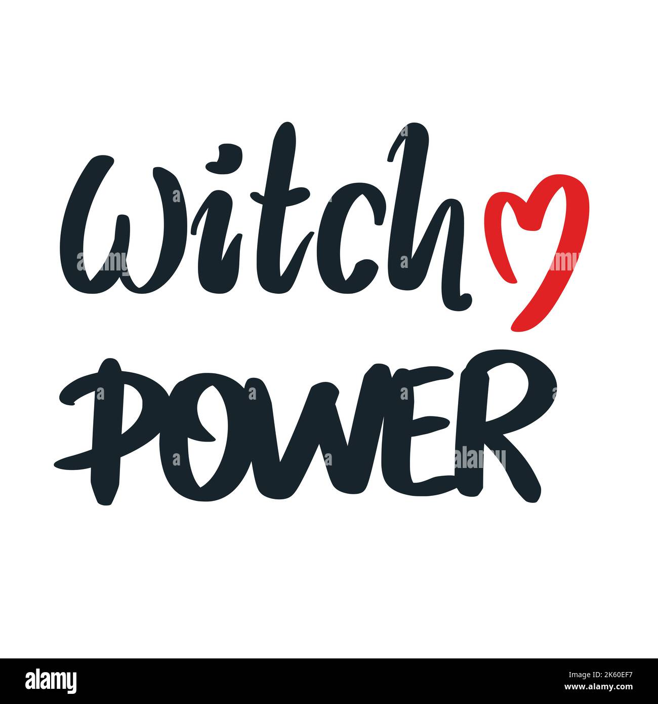 Scritta Witch Power. Slogan scritto a mano per le vacanze. Simbolo della stregoneria e dell'acultismo. Iscrizione vintage isolata su sfondo bianco vettore Illustrazione Vettoriale