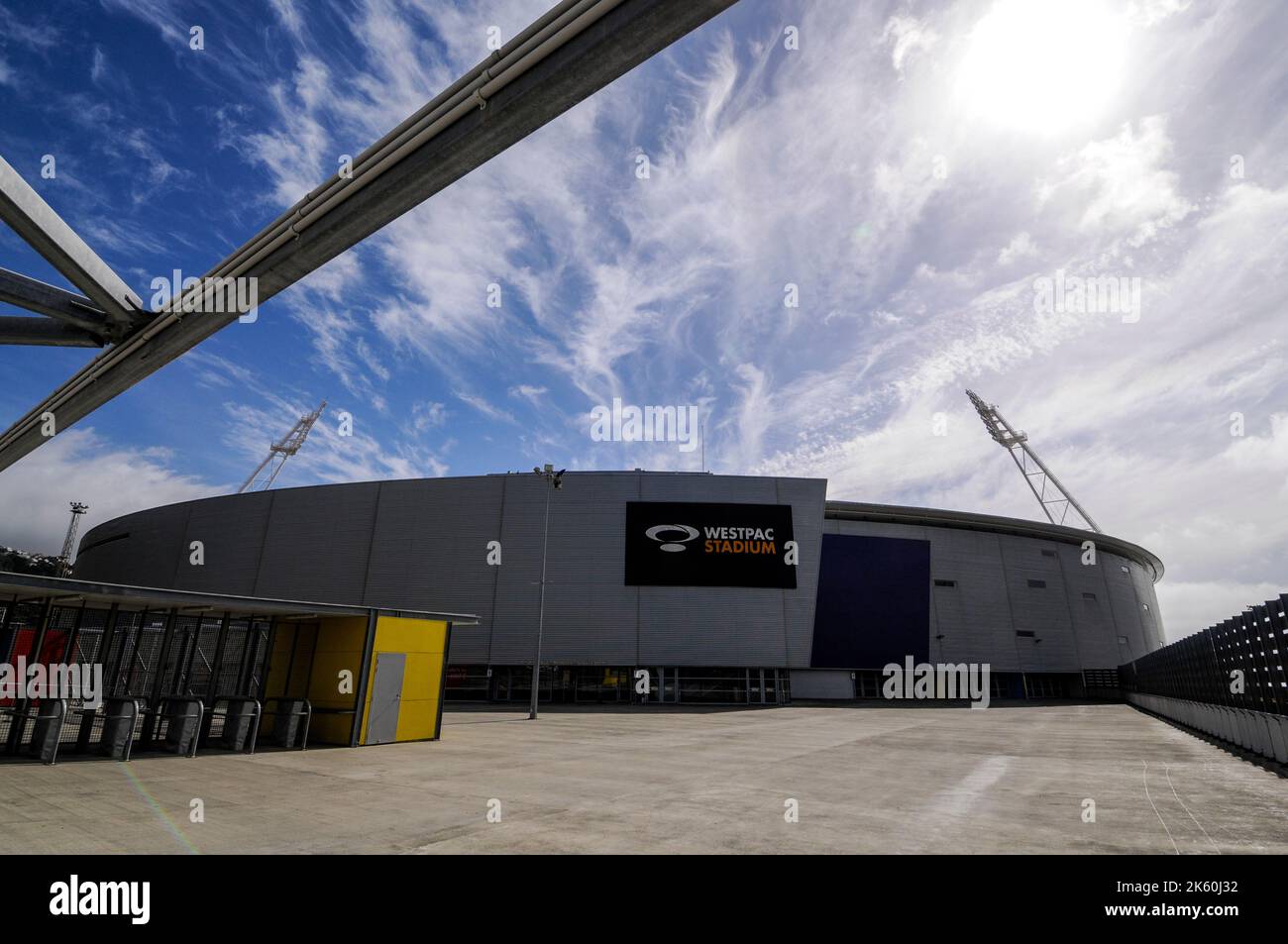 Westpac Stadium a Waterloo Quay, Pipitea a Wellington sull'Isola del Nord in Nuova Zelanda. Westpac (occidentale Foto Stock