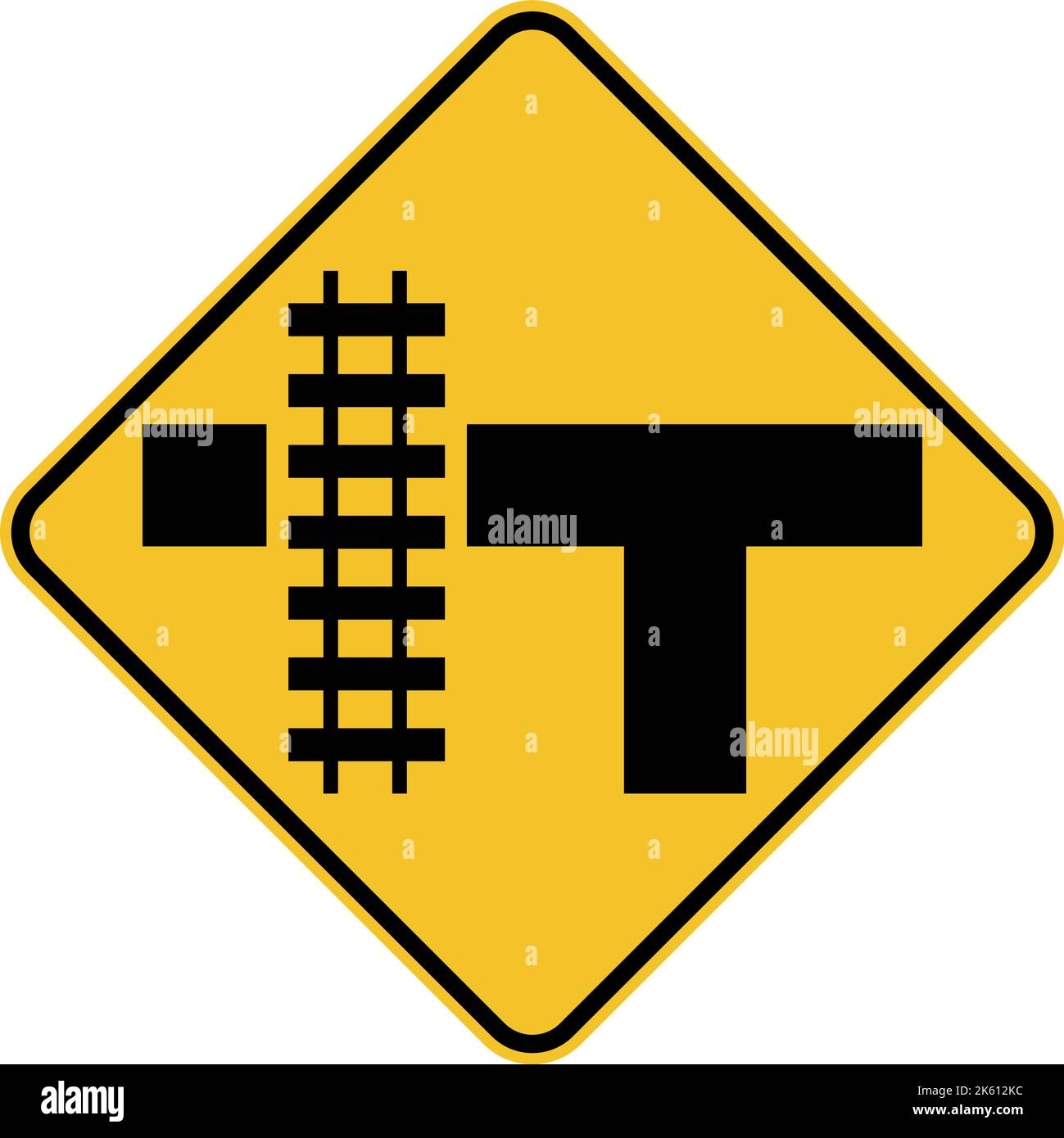 Autostrada Light Rail Transit Grade Crossing cartello a sinistra Illustrazione Vettoriale