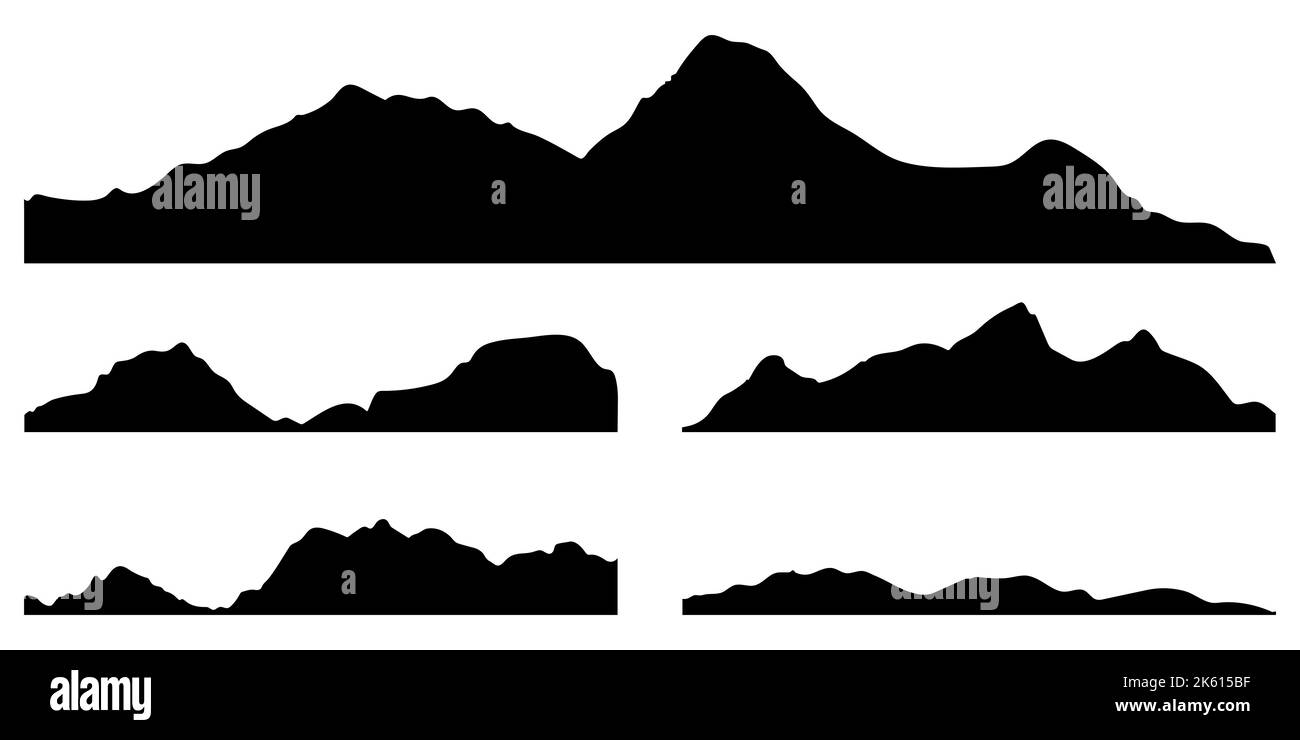 Silhouette di montagna raffigurata sul bianco Illustrazione Vettoriale