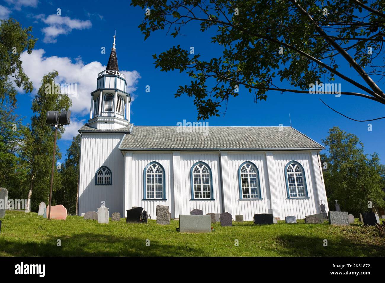 Chiesa parrocchiale di Kafjord nel comune di alta, Norvegia Foto Stock