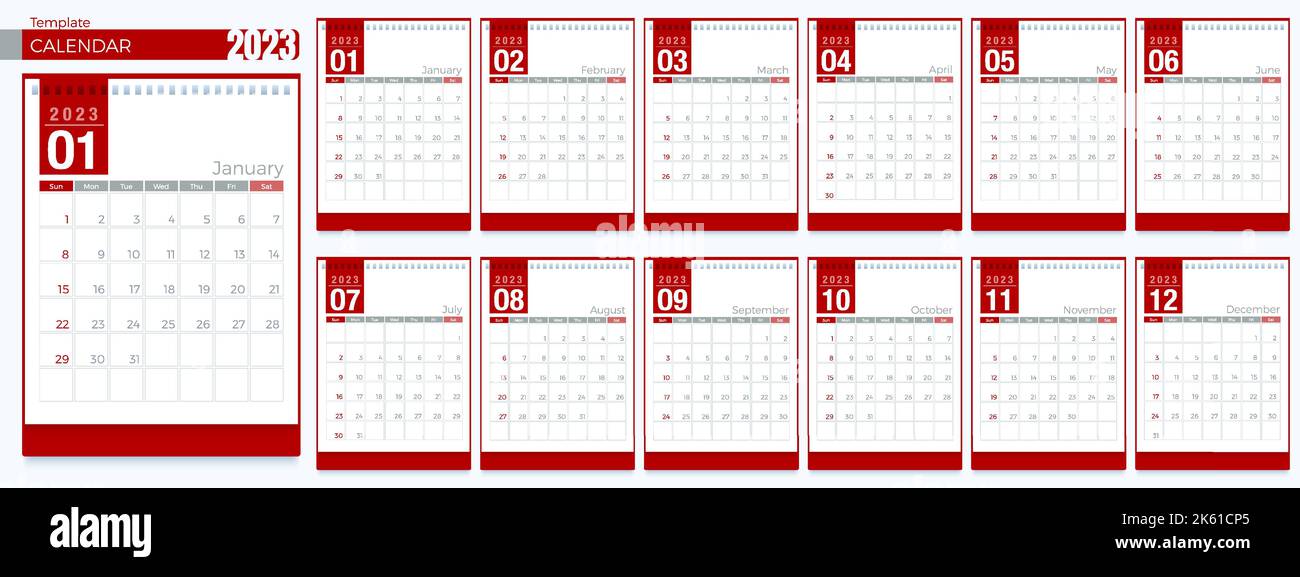 Modelli Di Calendario 2023 12 Mesi Semplice Calendario Verticale Mensile Corporate Design 0028