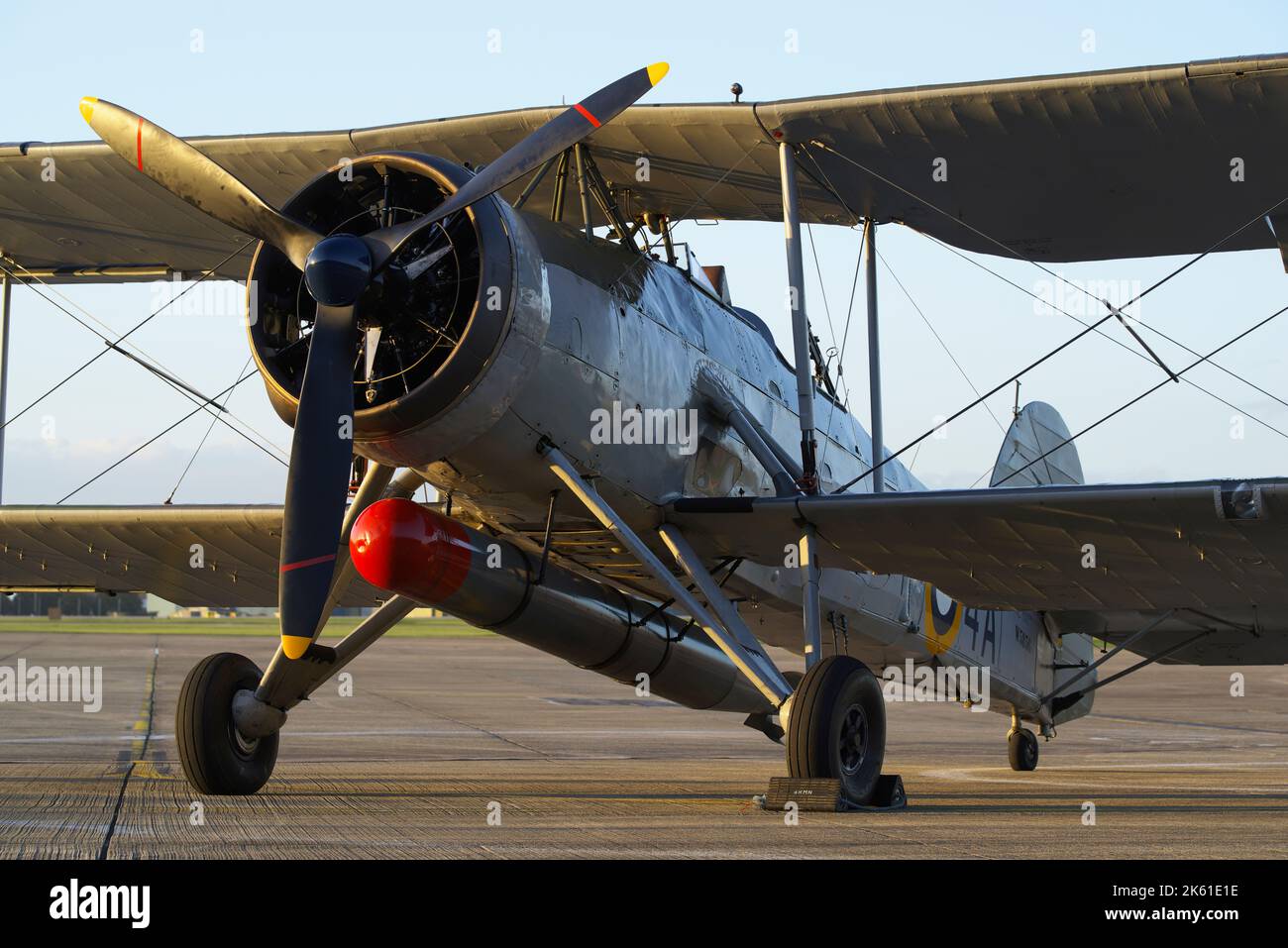 Fairey Swordfish Mk 1, W5856, G-BMGC, Royal Navy Historic Flight, RNAS Yeovilton, Somerset, Regno Unito, Foto Stock