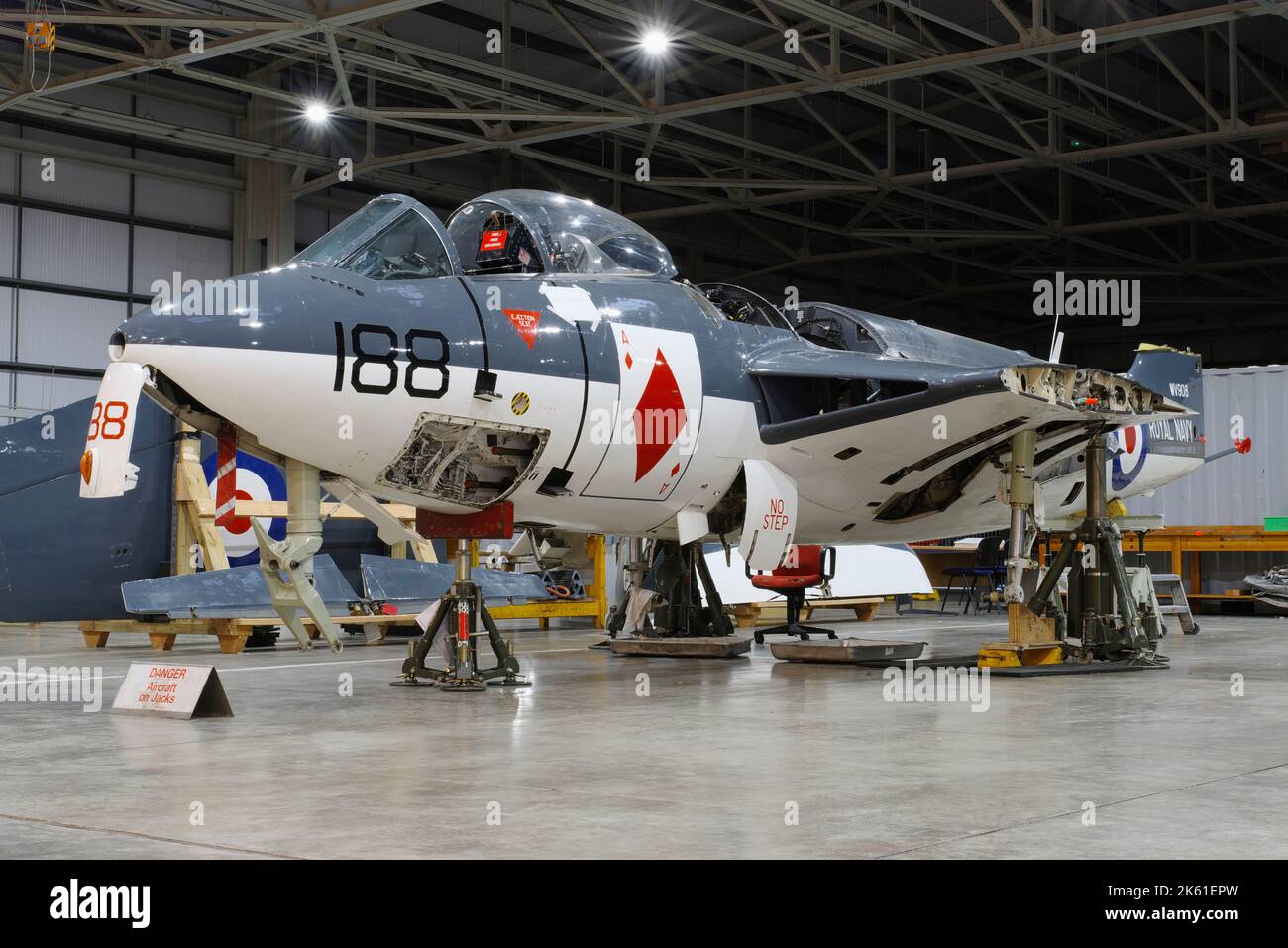 Hawker Sea Hawk FGA.6, WV908, Royal Navy Historic Flight, RNAS Yeovilton Somerset, Inghilterra Foto Stock