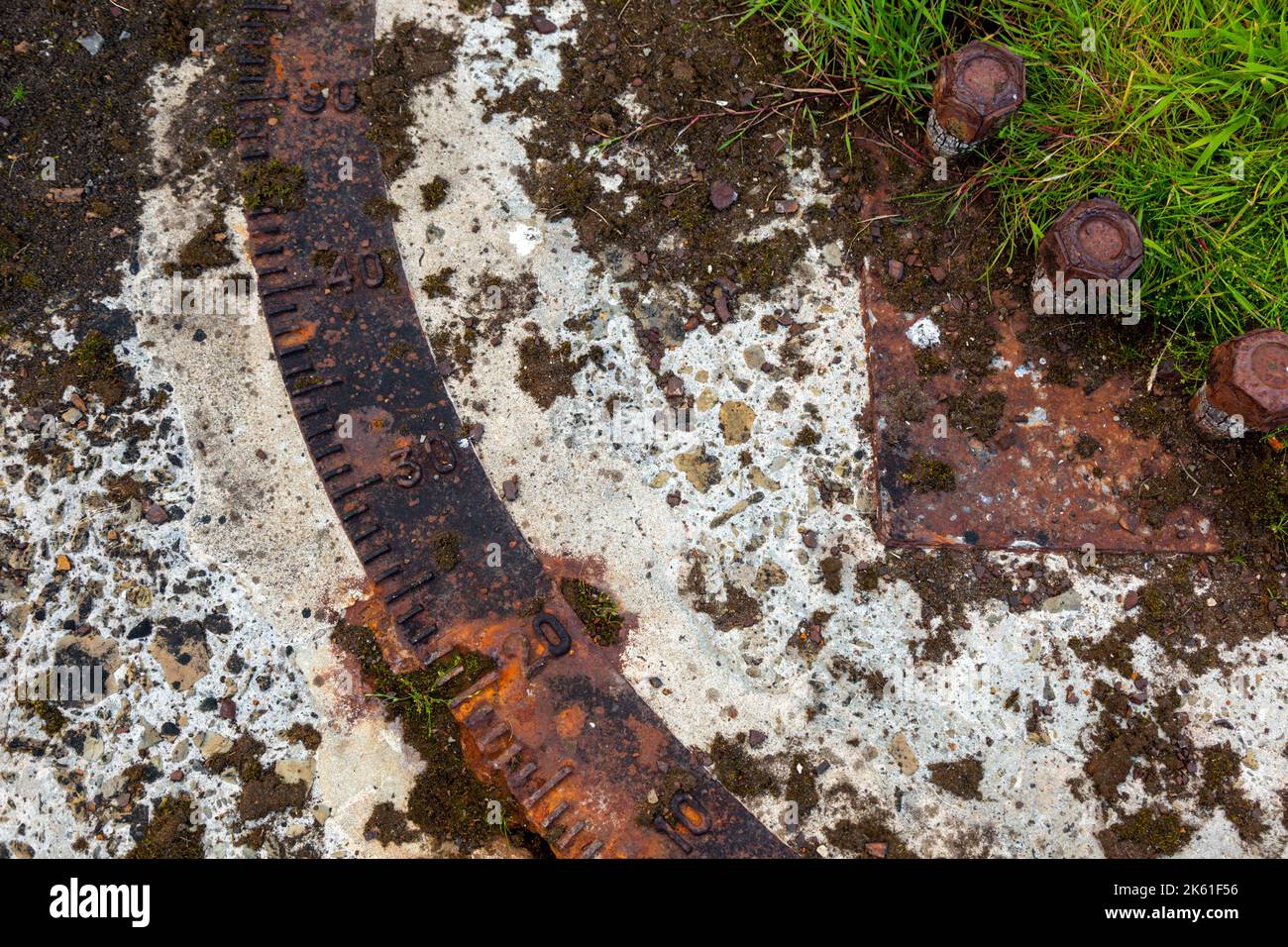 Ironwork di posizionamento di vecchie armi dalla seconda guerra mondiale, Rerwick Head, Orkney, UK 2022 Foto Stock