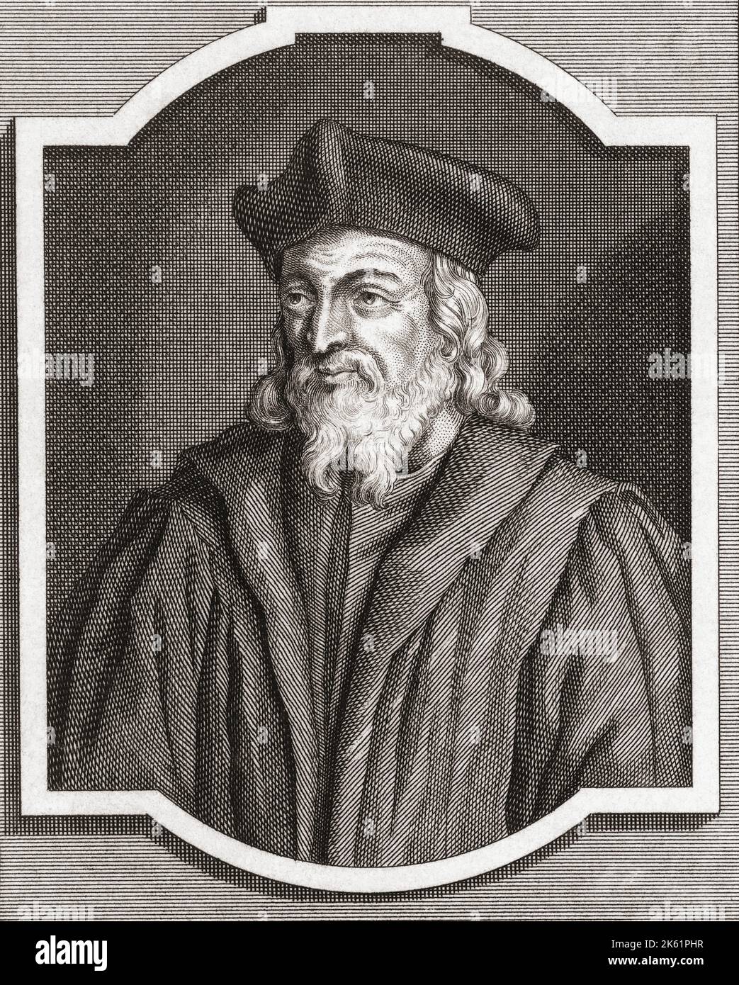 Girolamo di Praga, 1379 - 1416. Filosofo scolastico ceco, teologo, riformatore e professore. Da una stampa del 18th° secolo di Adolf van der Laan. Foto Stock