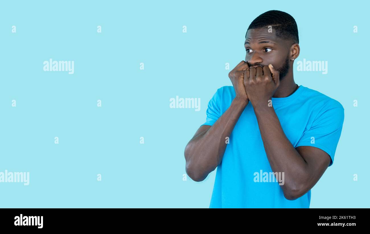 stress emotivo problema inatteso uomo terrorizzato Foto Stock