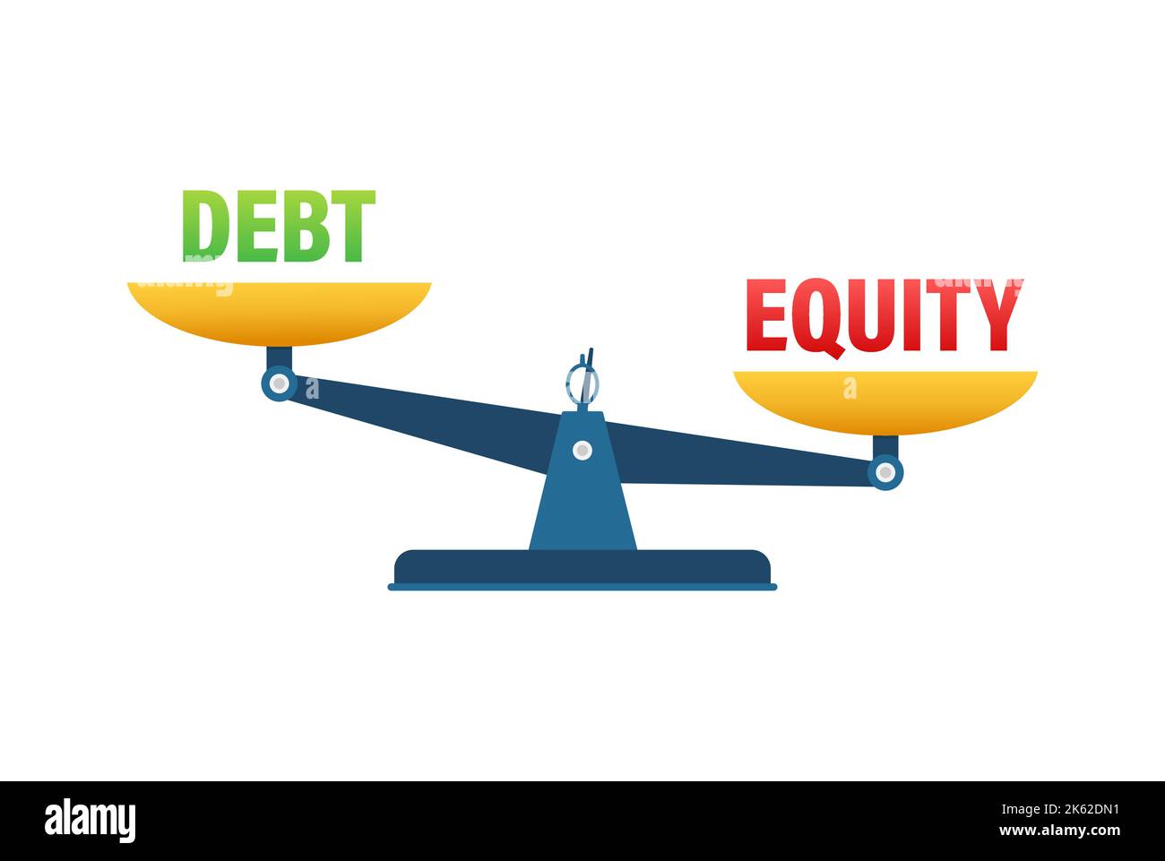 Saldo del debito e del patrimonio netto sulla scala. Bilanciamento su scala. Concetto aziendale. Illustrazione del vettore. Illustrazione Vettoriale