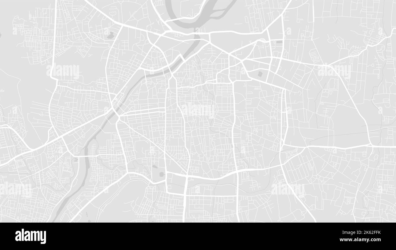 Mappa di sfondo vettoriale dell'area della città di Pune bianca e grigio chiaro, illustrazione delle strade e dell'acqua. Proporzioni widescreen, roadmap digitale con design piatto. Illustrazione Vettoriale