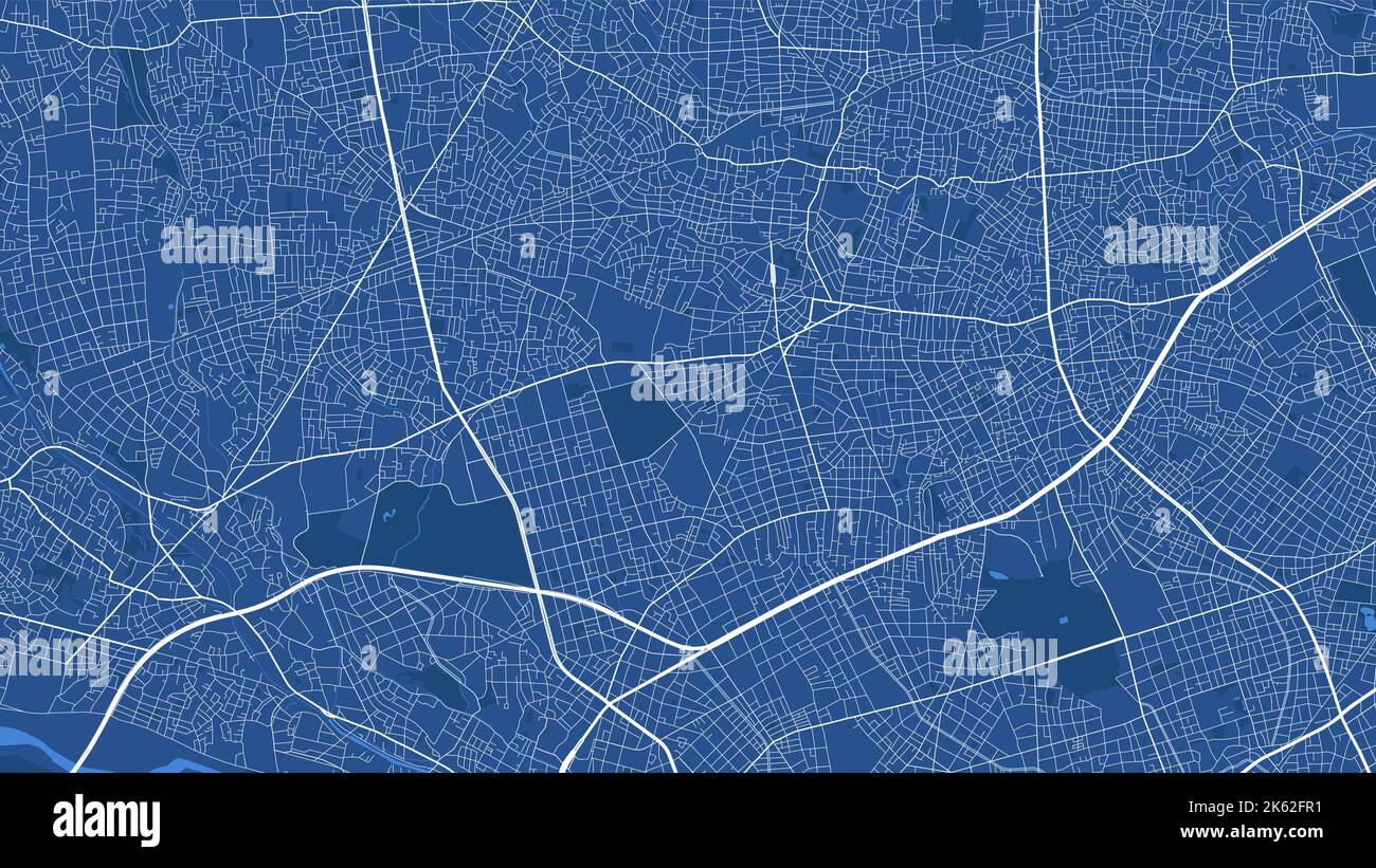 Cartellone dettagliato della zona amministrativa della città di Setagaya. Panorama blu dello skyline. Mappa turistica grafica decorativa del territorio di Setagaya. Royalty free ve Illustrazione Vettoriale