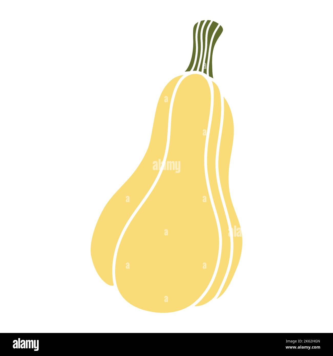 illustrazione di zucca disegnata a mano con linee bianche, senza sfondo Foto Stock