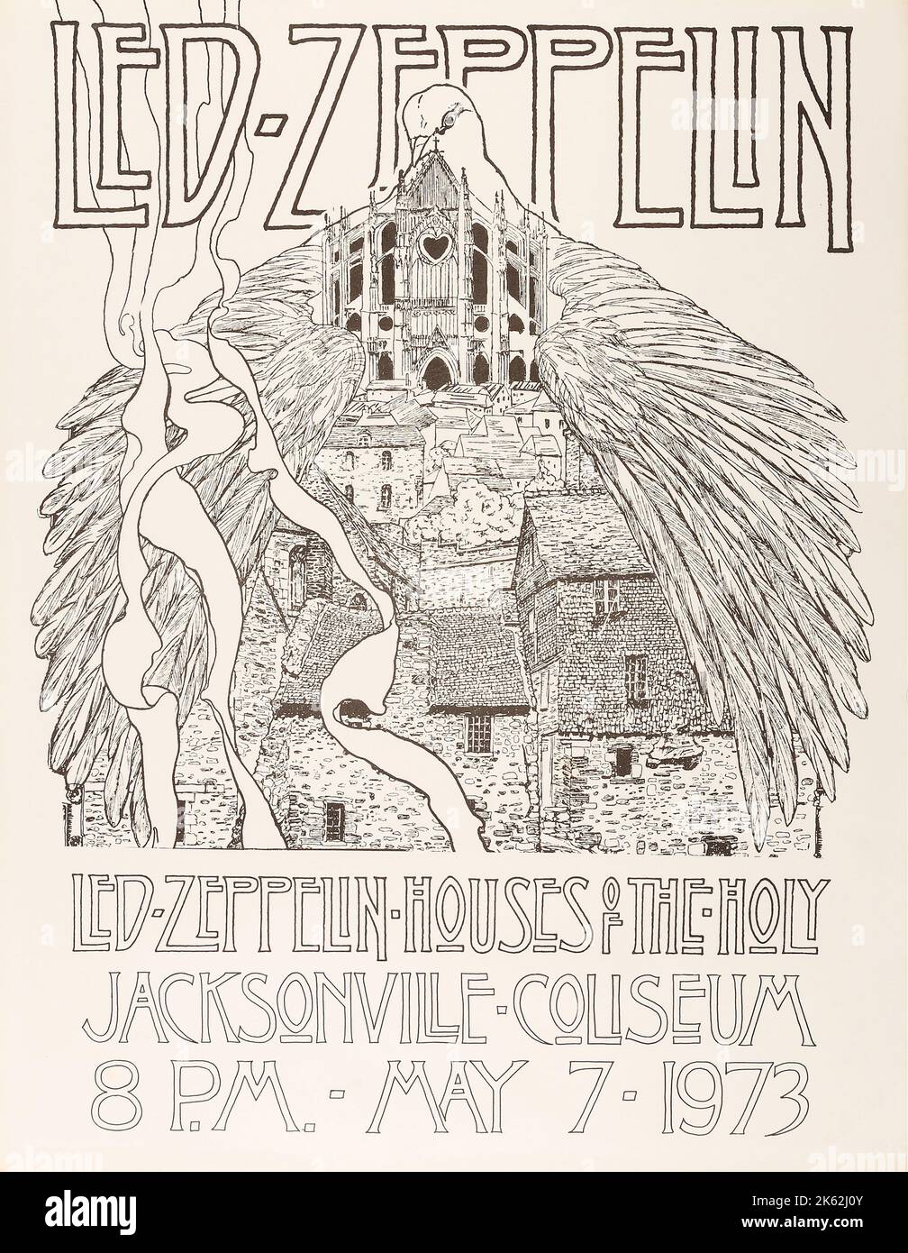 LED Zeppelin - Jacksonville Coliseum - Houses of the Holy Concert Poster (1973) Foto Stock