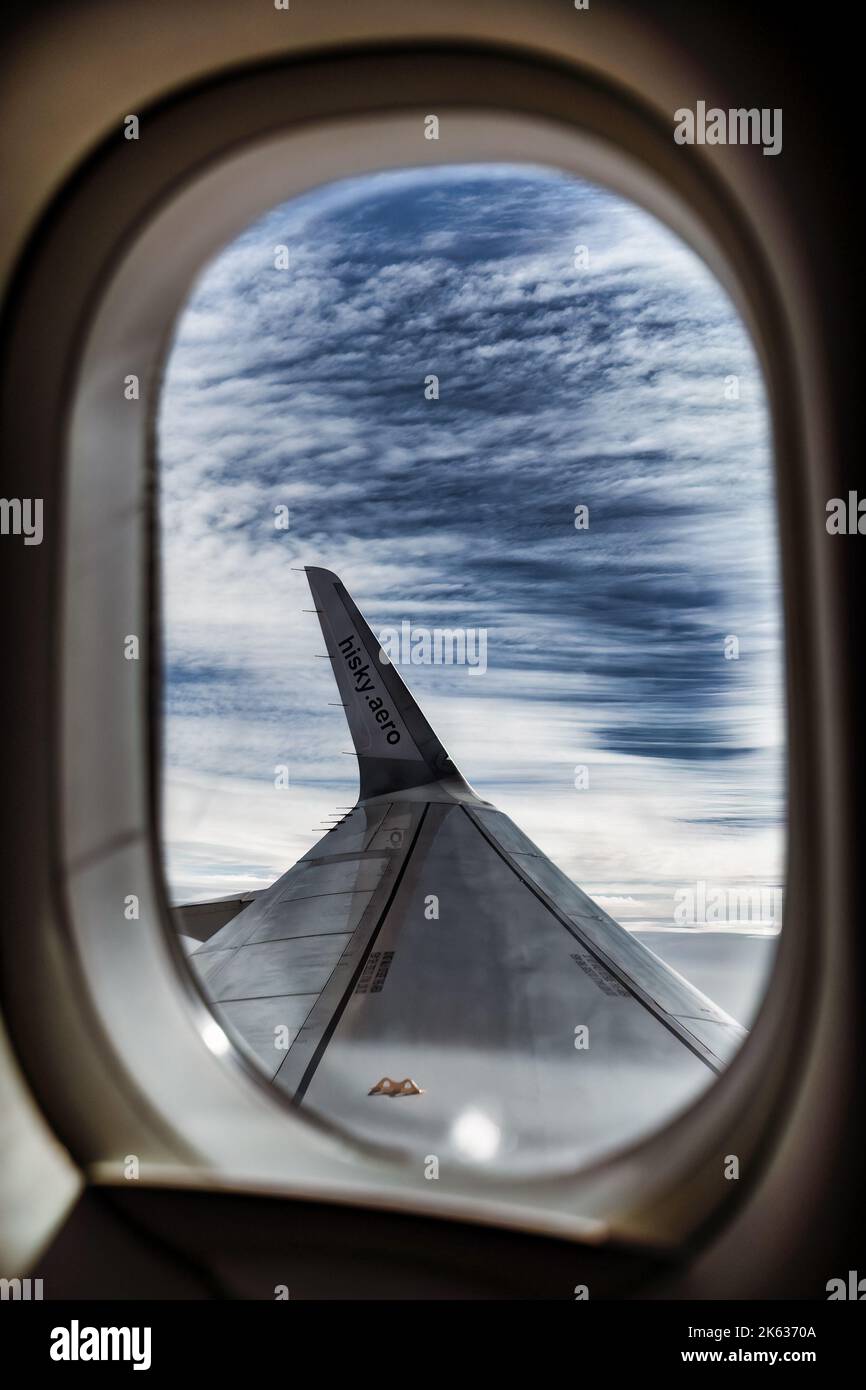 Una finestra aerea hiSKY vista delle nuvole Foto Stock