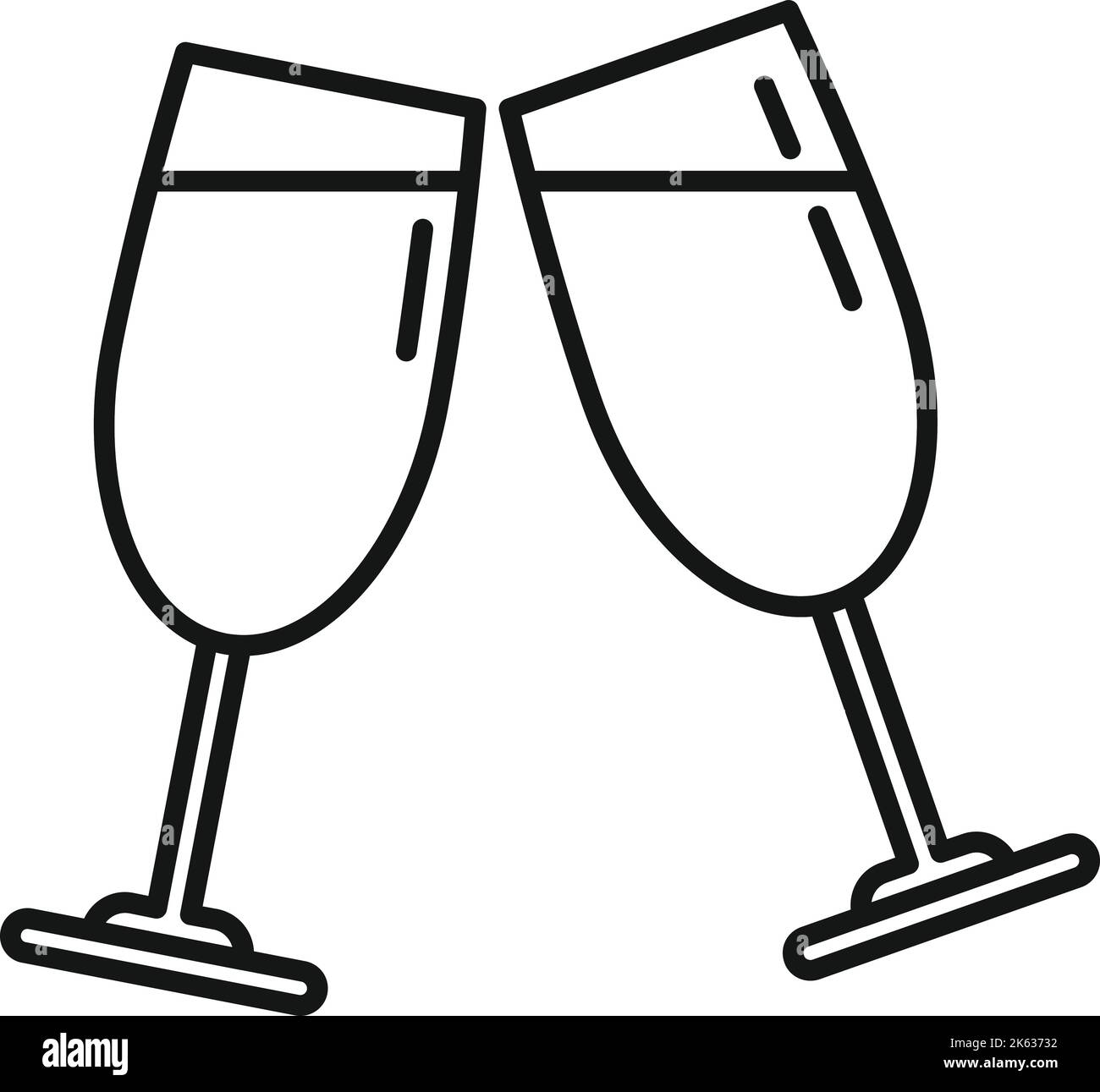 Vino cheers icona contorno vettore. Bevanda a mano. Alcool da bar Illustrazione Vettoriale