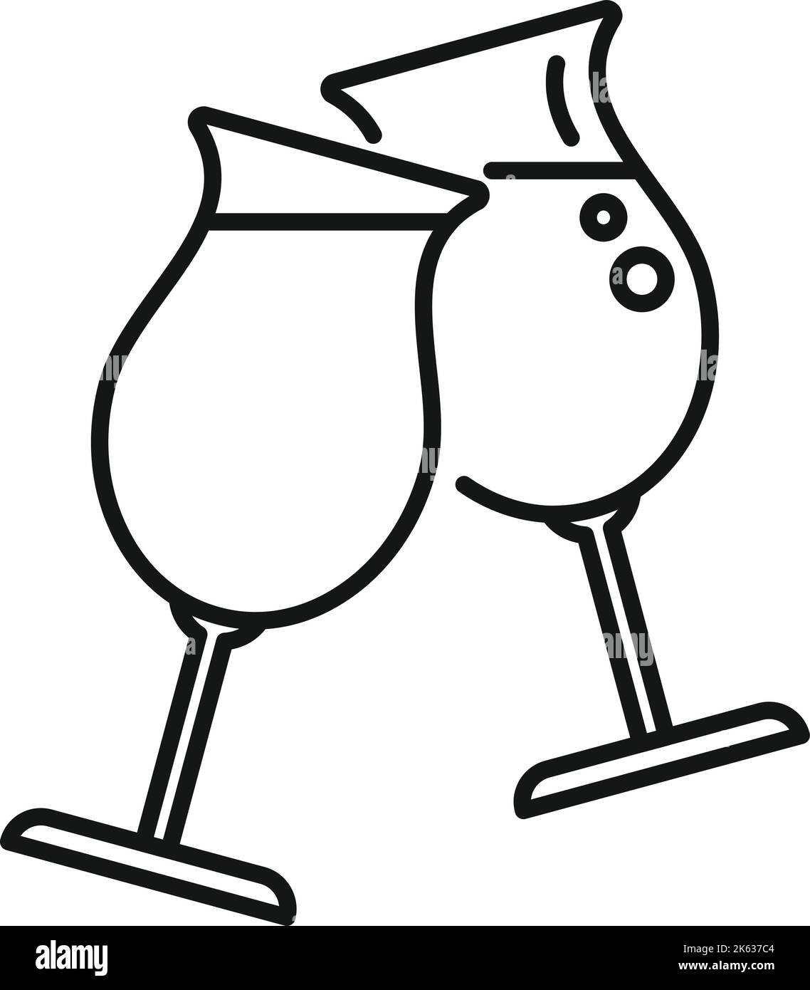 Icona cocktail a mano vettore contorno. Pane tostato per la festa. Bar amici Illustrazione Vettoriale