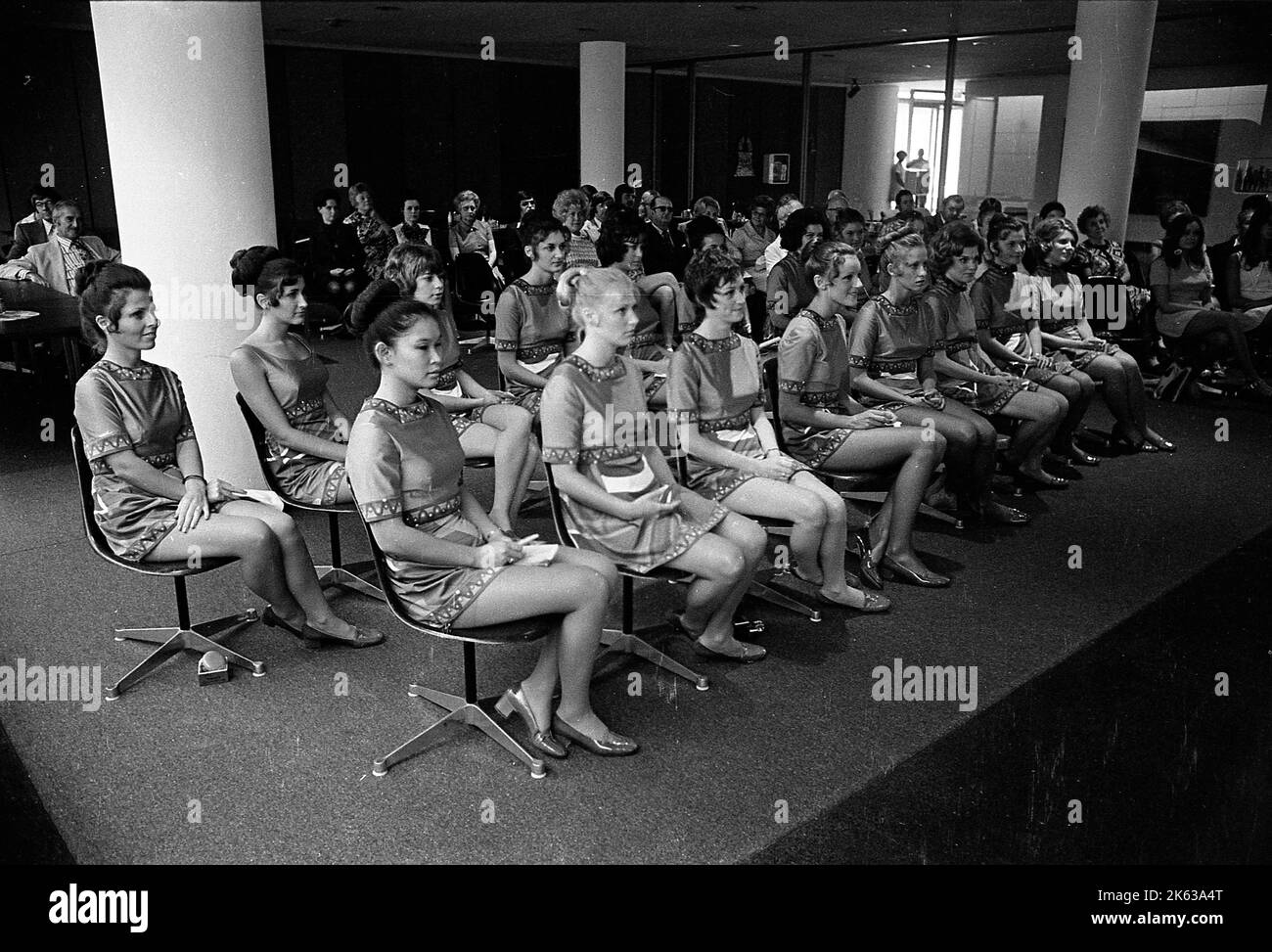 Le hostess americane frequentano un corso di preparazione della Eastern Airlines a Dallas, Texas, 1972. Foto Stock