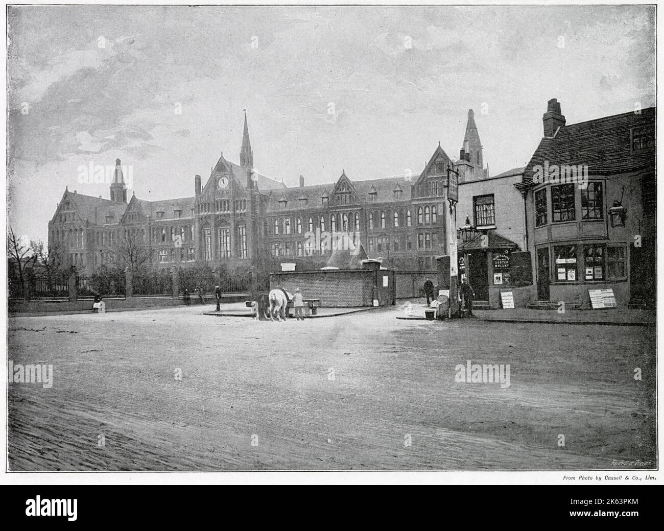 St Paul's School, Hammersmith, Londra, con la 'Vecchia mucca Rossa'. Foto Stock