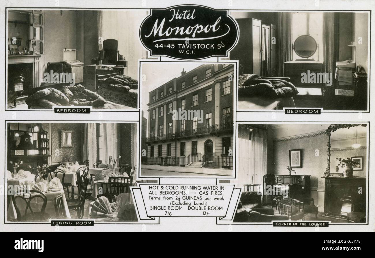 The Hotel Monopol, 44-45 Tavistock Street, Londra. 1934 Foto Stock