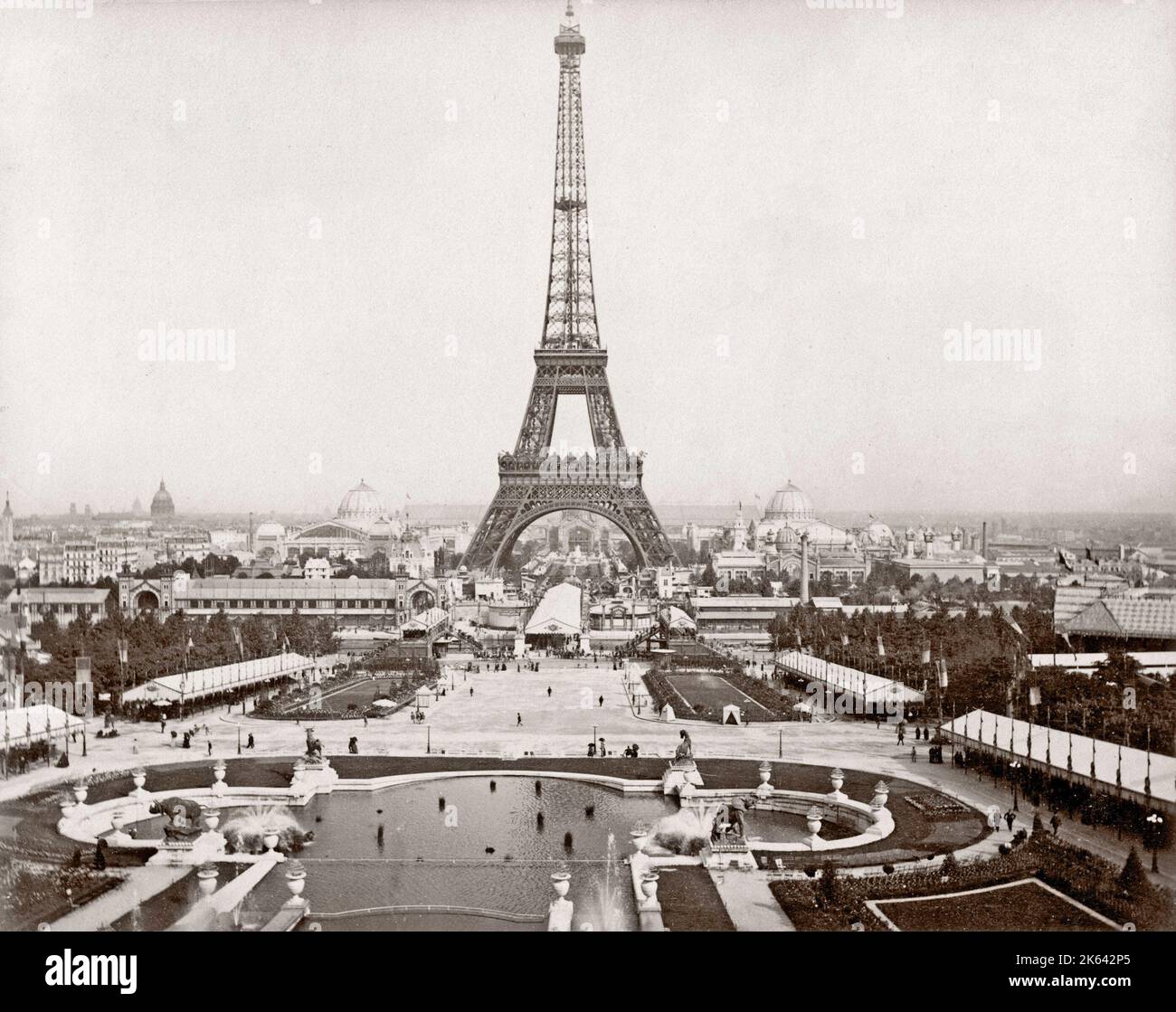 1890s Francia Parigi - Torre Eiffel e dagli Champs de Mars Foto Stock