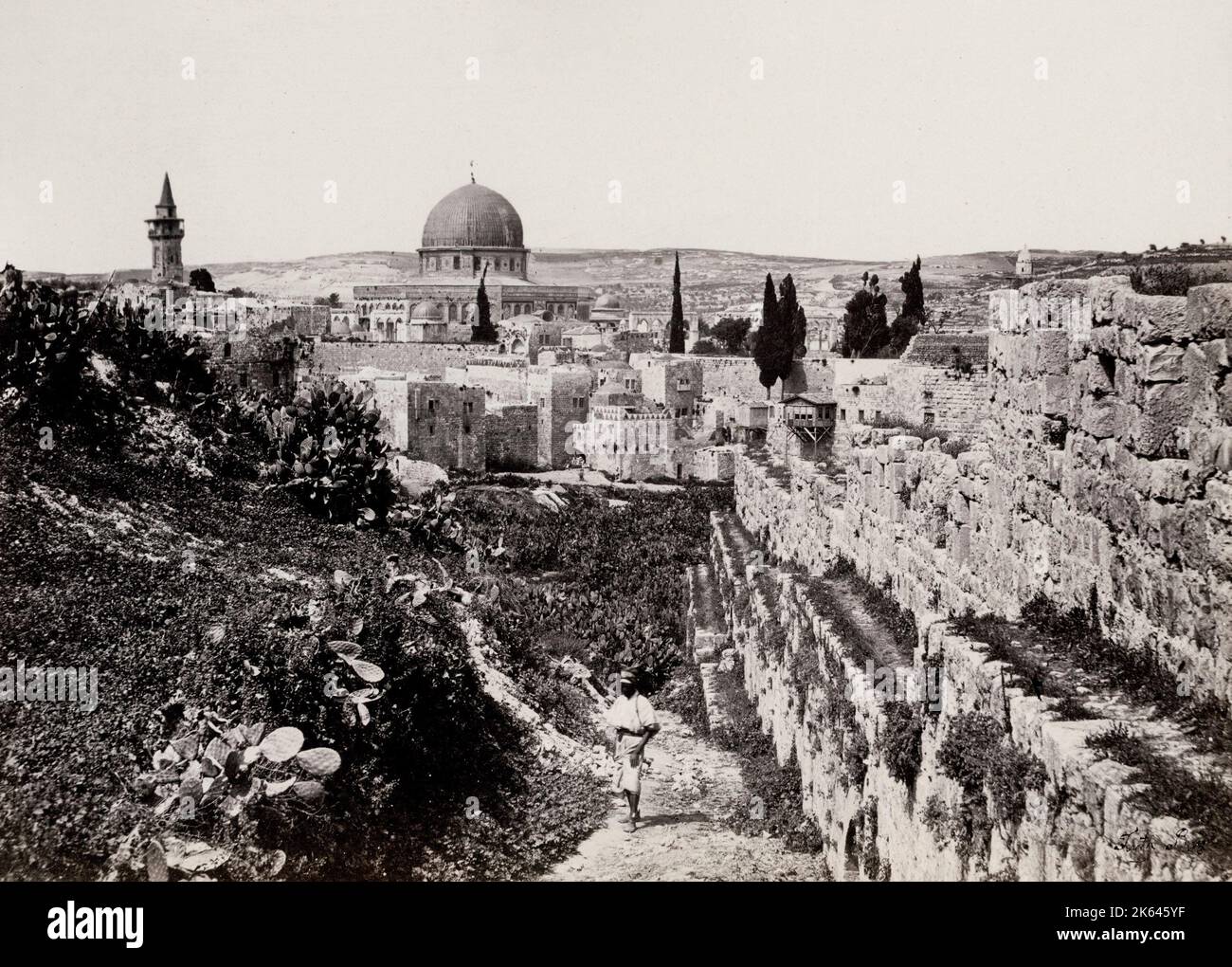 Fotografia di Francesco Frith, dal suo viaggio in Egitto, Palestina e le terre più ampie del 1857 - Moschea di Omar, Gerusalemme. Foto Stock