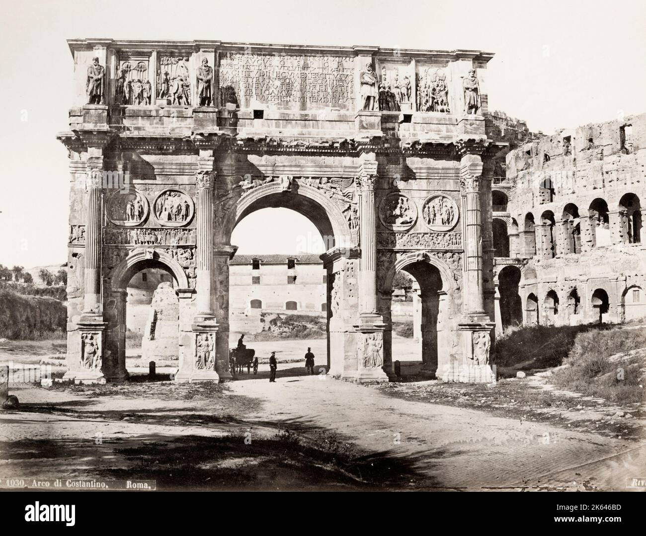 Fotografia d'annata del XIX secolo: Arco di Costantino, Roma, Italia. Foto Stock