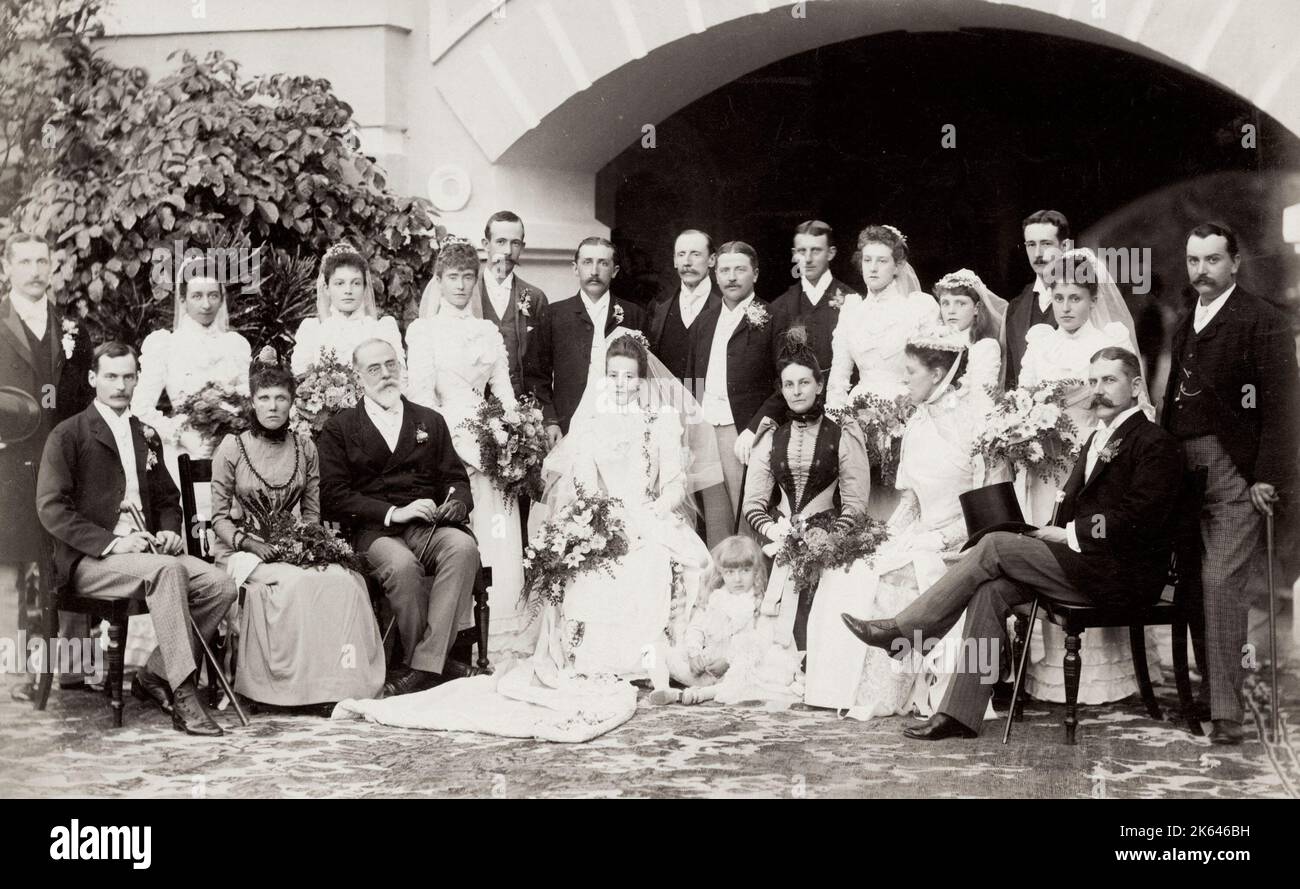 Vintage 19 ° secolo fotografia: Britannica raj era matrimonio a Calcutta India Foto Stock
