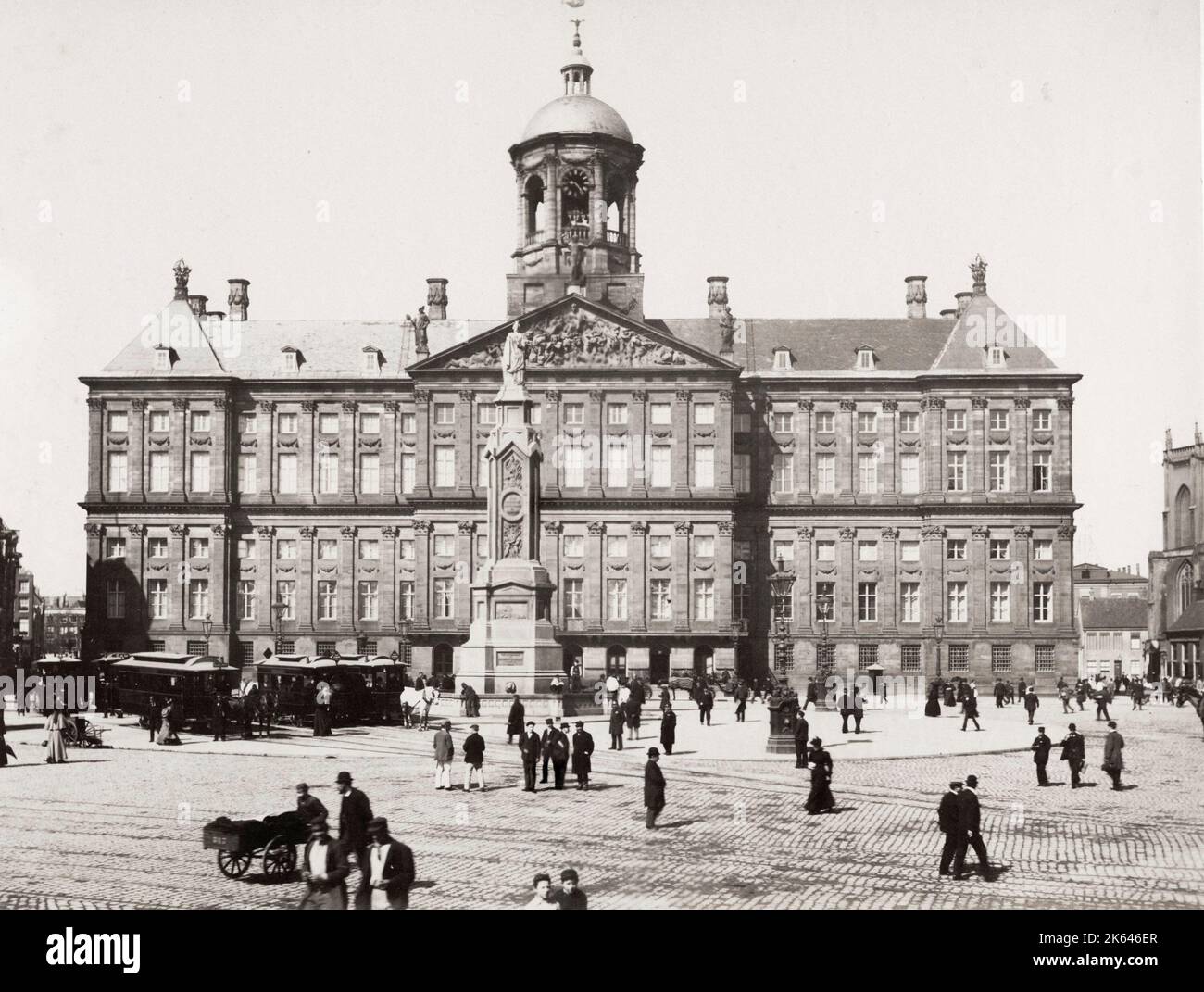 Fotografia d'epoca del XIX secolo: Palazzo reale di Amsterdam, Paesi Bassi. Foto Stock