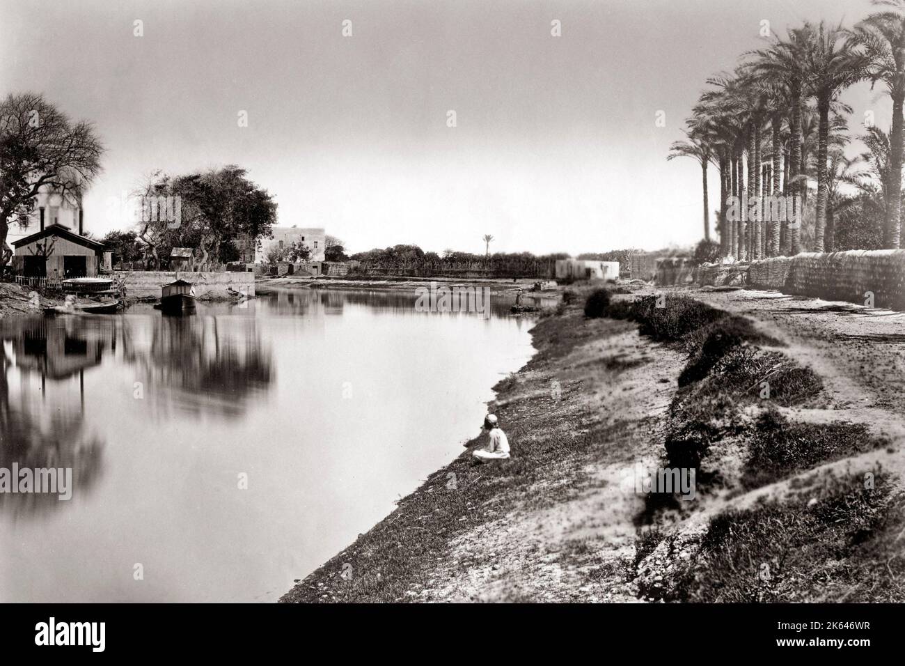 Canal in Alessandria, Egitto, c.1880's Foto Stock