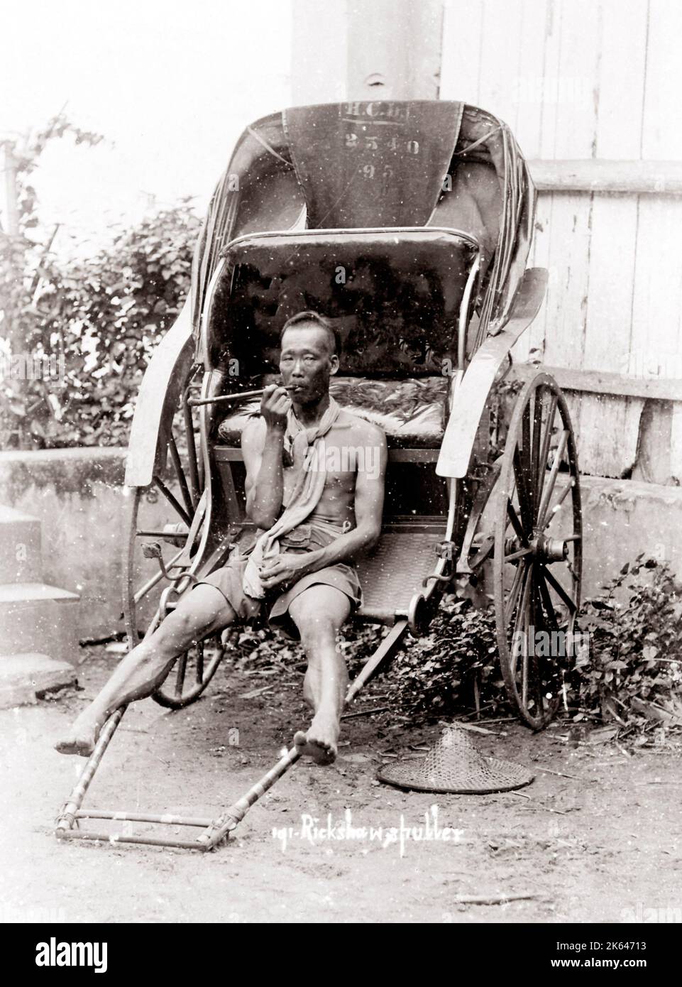 C.1880 Sud Est Asiatico - estrattore risciò Singapore Foto Stock