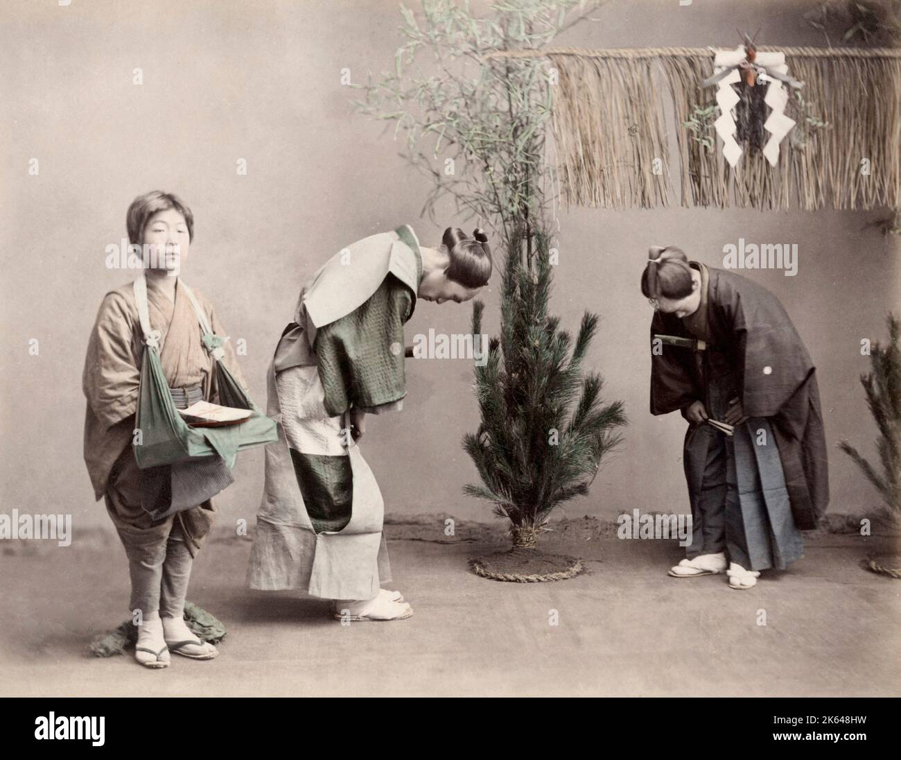c. 1880s Giappone - saluto formale Foto Stock